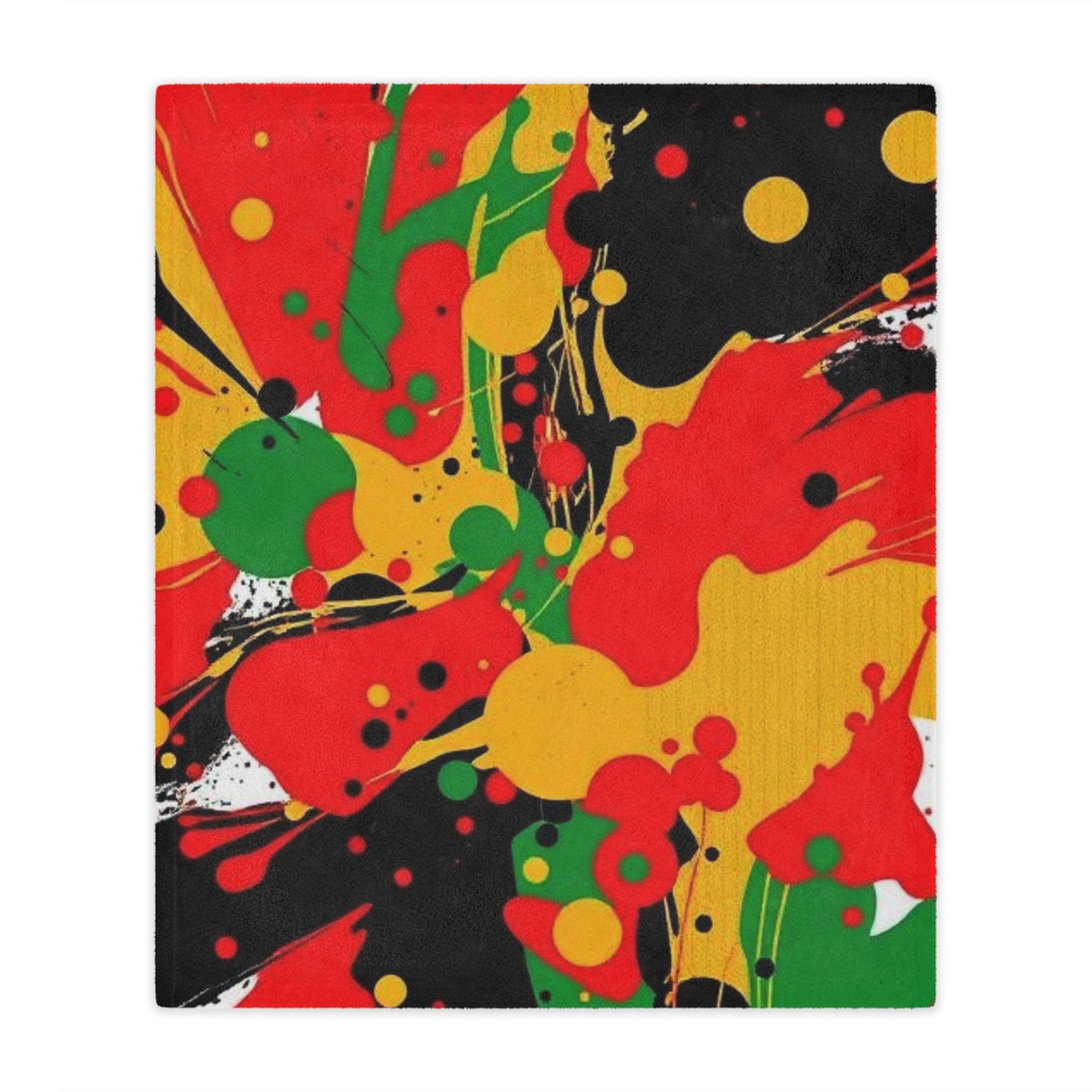 Abstract Yellow, Red, Black Microfiber Blanket