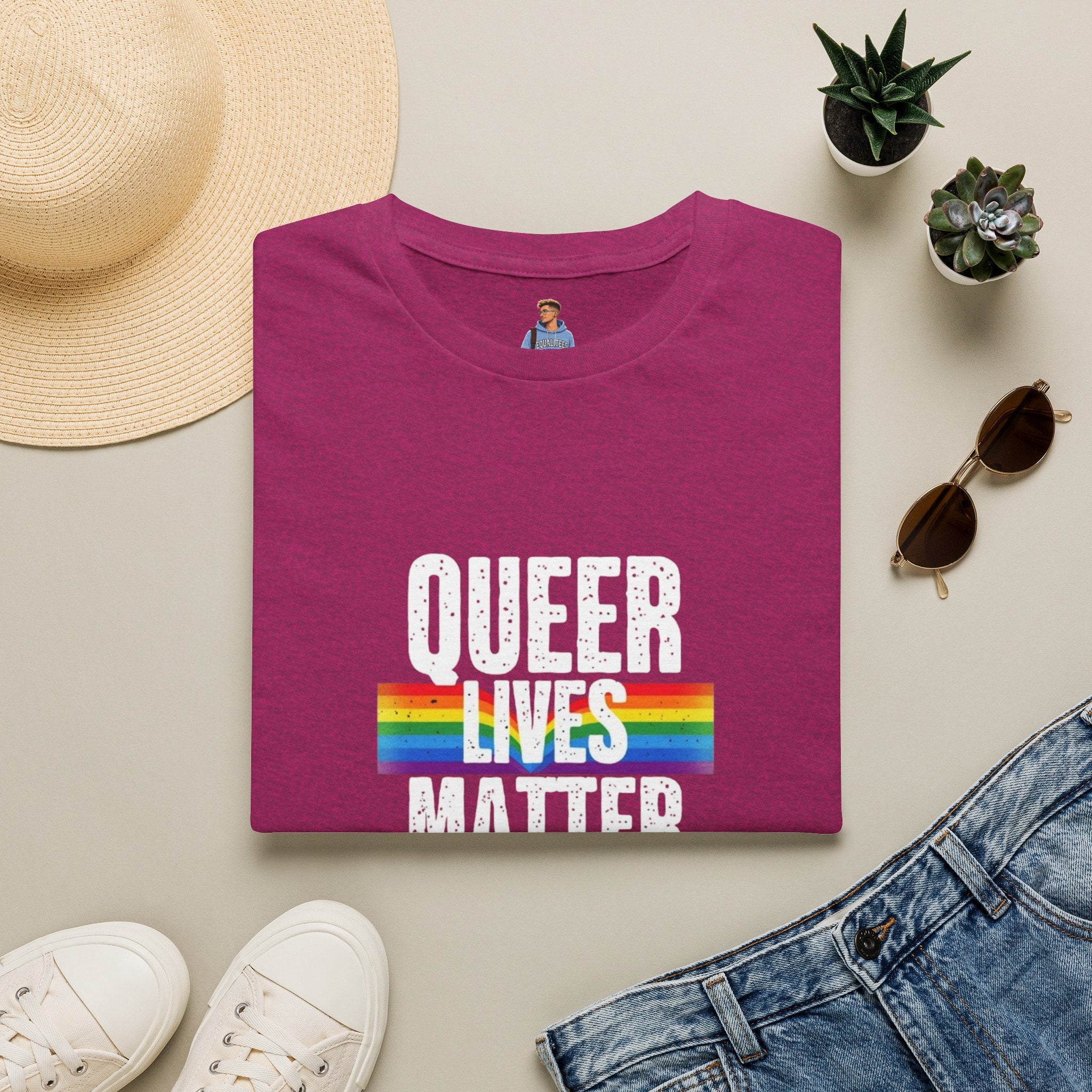 Queer Lives Matter Unisex Softstyle T-Shirt - Support LGBTQ+ Rights