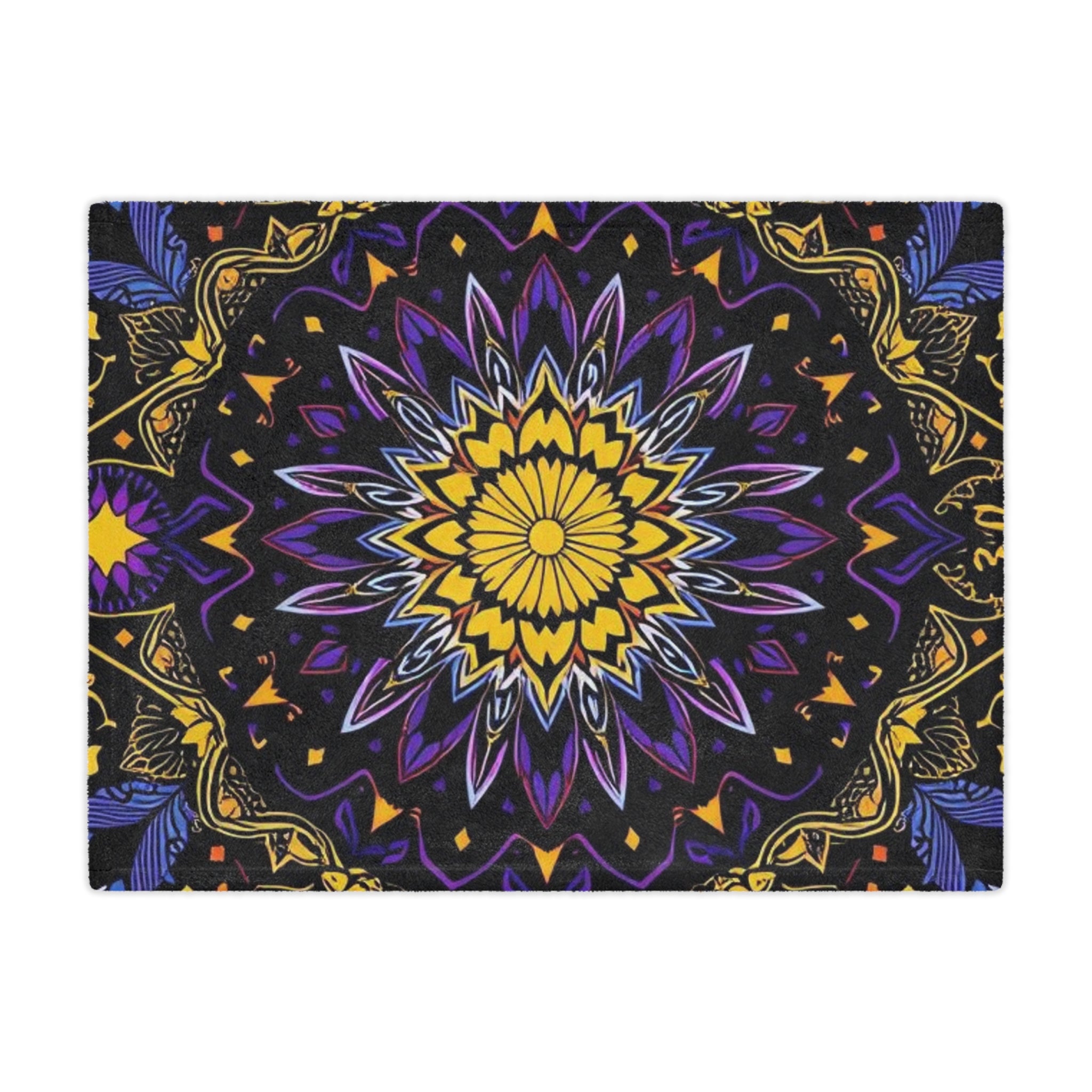 Purple, Yellow & Black mandala design Microfiber Blanket