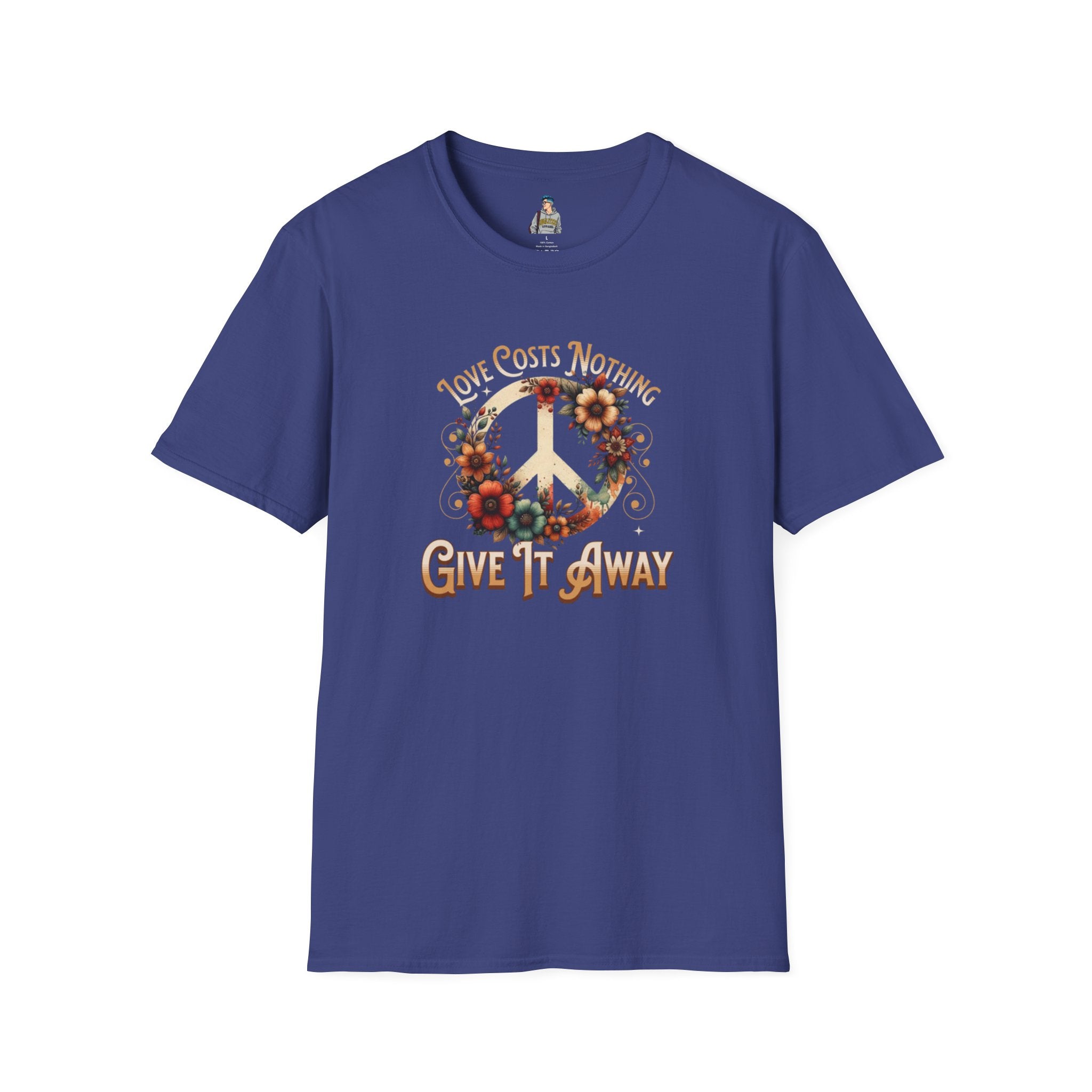 Unisex Softstyle T-Shirt - Love Costs Nothing, Give It Away Floral Peace Design