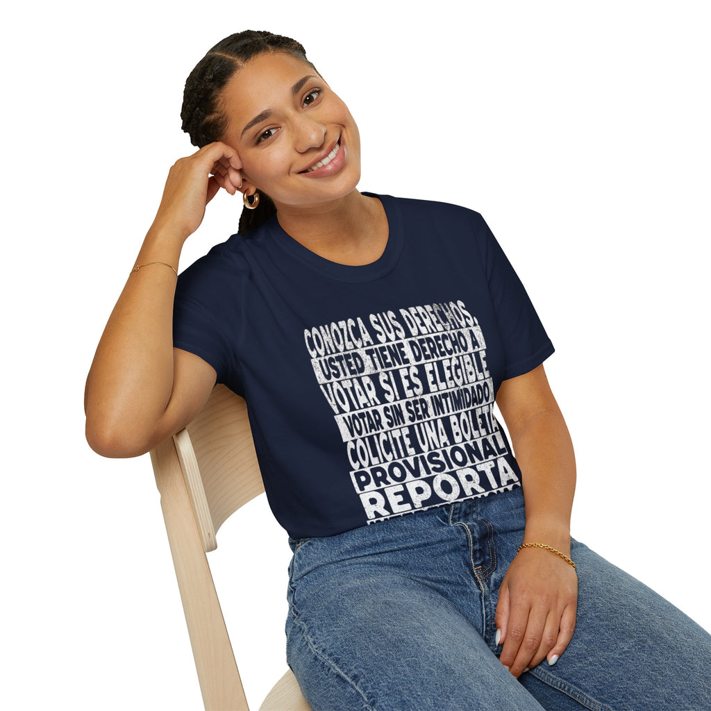 Voting Rights T-Shirt — Spanish "CONOZCA SUS DERECHOS"