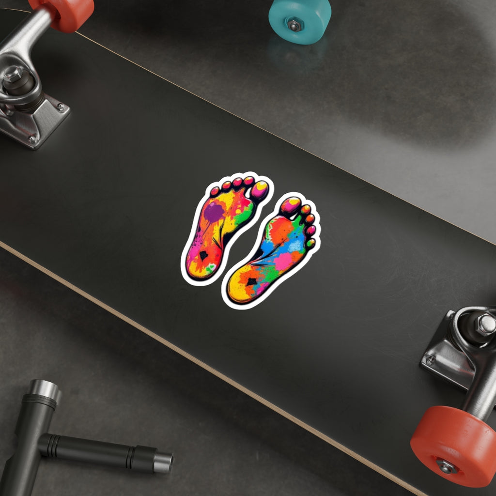 Die-Cut Stickers - Rainbow Paint Splatter Feet