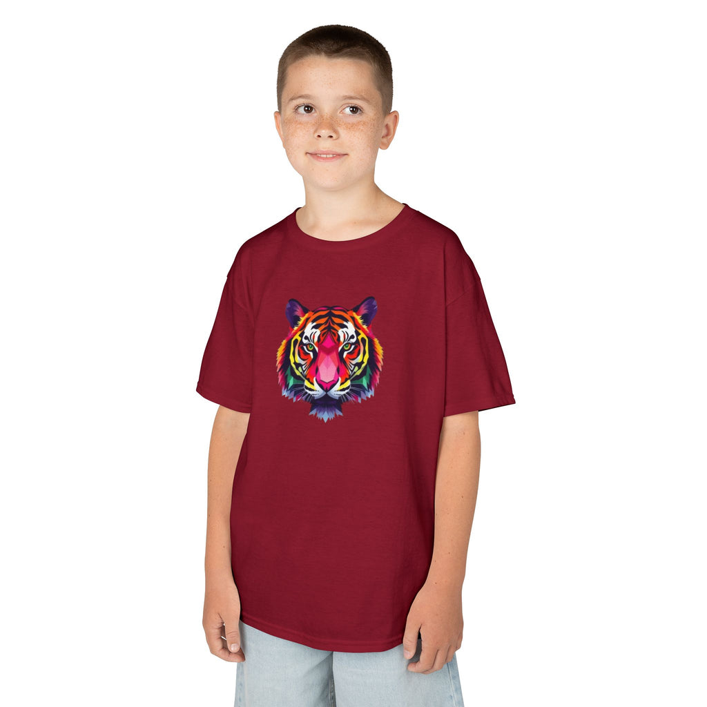 Colorful Fractal Tiger Kids Heavy Cotton Tee