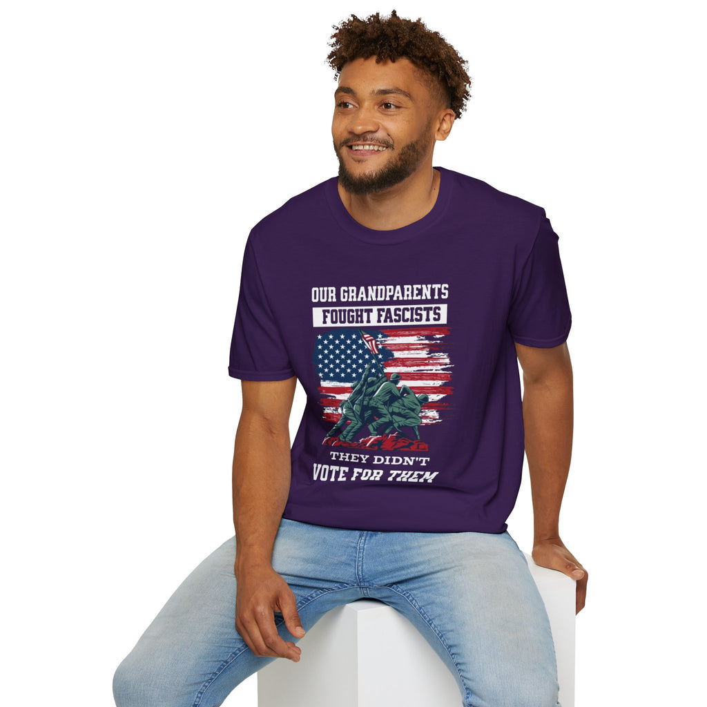 Unisex Softstyle T-Shirt: 'Our Grandparents Fought Fascists' Patriotic Tee