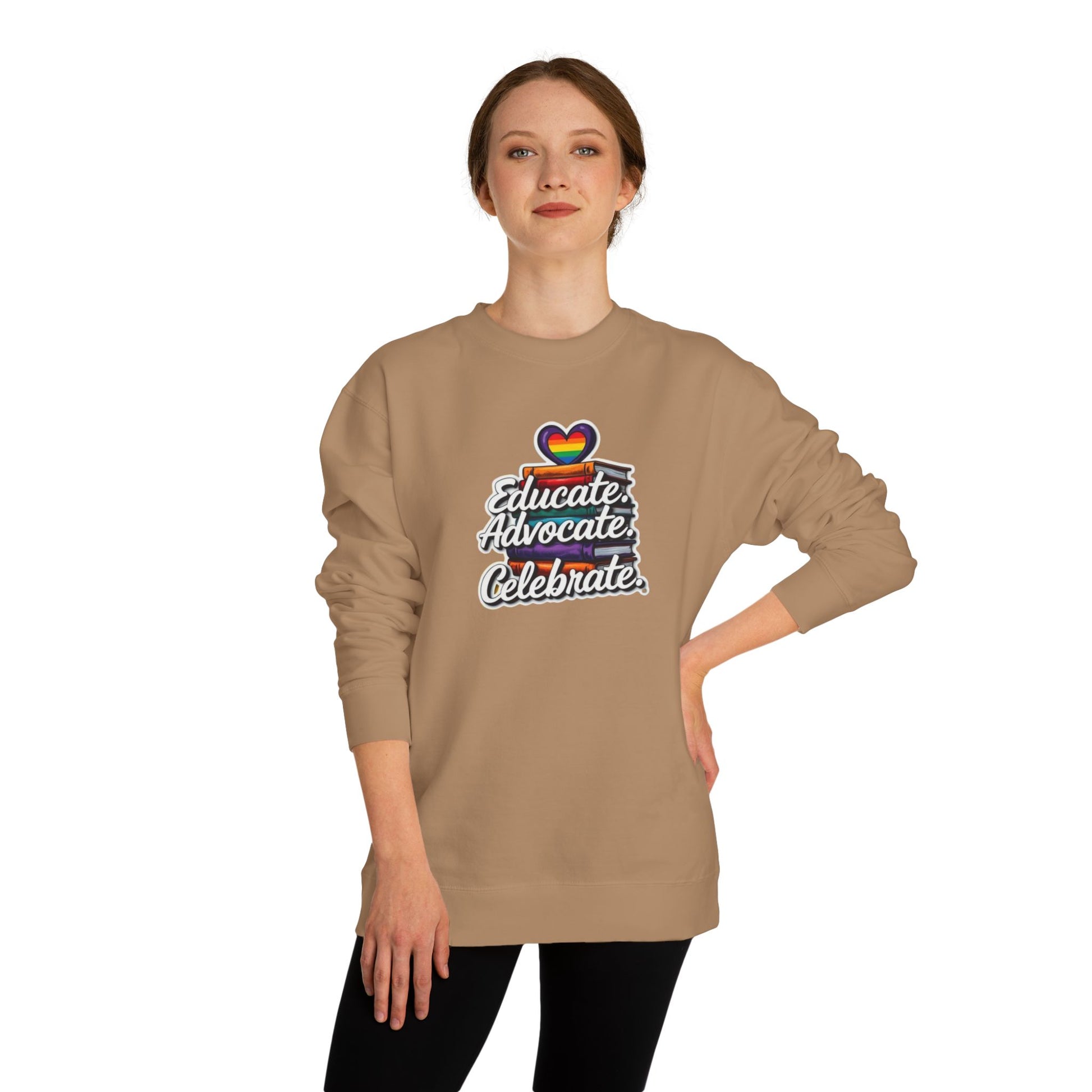 Educate, Advocate, Celebrate Unisex Crew Neck Sweatshirt - Empowerment Apparel
