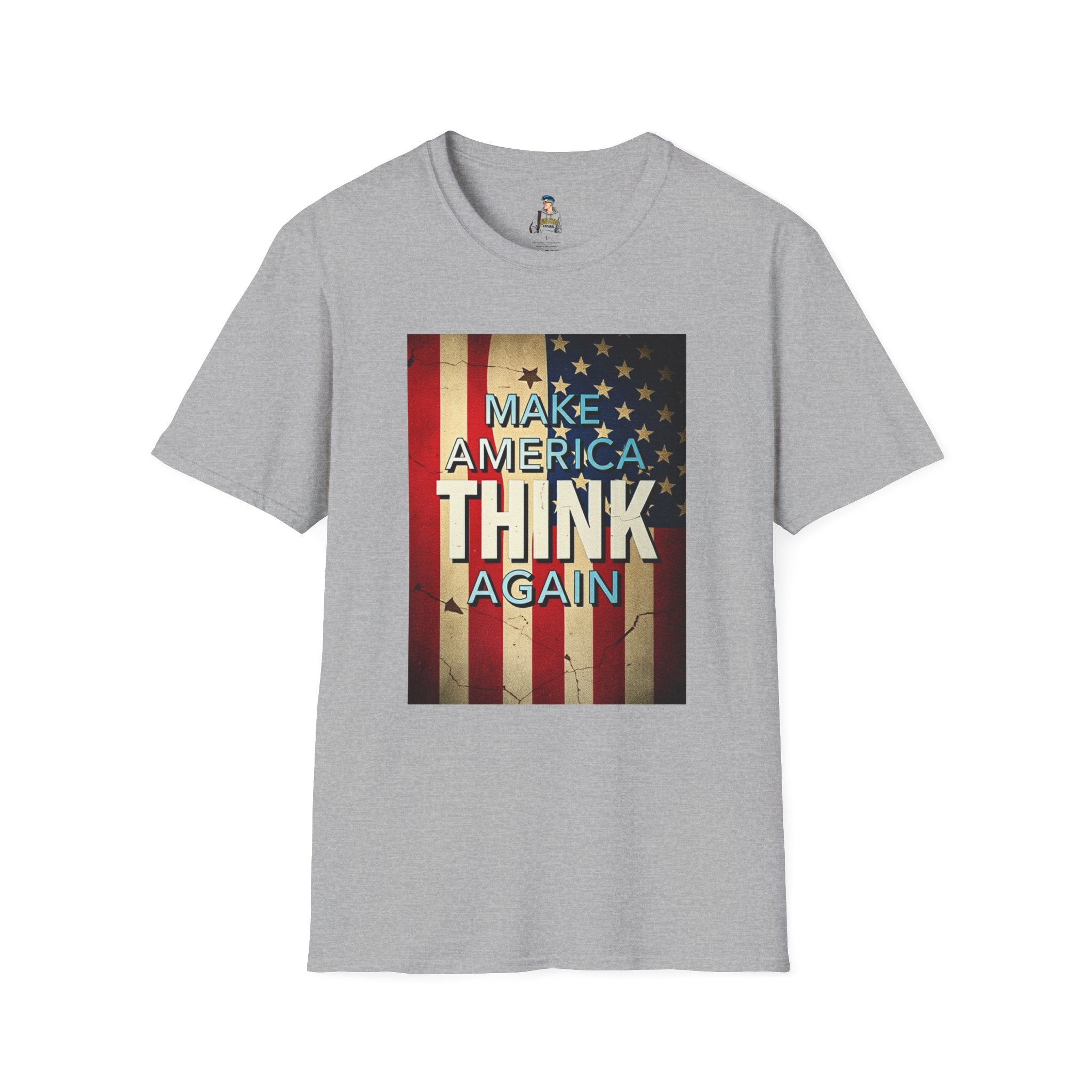 American Patriot Pride Unisex Softstyle T-Shirt, Make America Think Again Political Tee