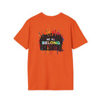 Inclusive Art Unisex Softstyle T-Shirt – ‘ Rainbow Handprint We All Belong’