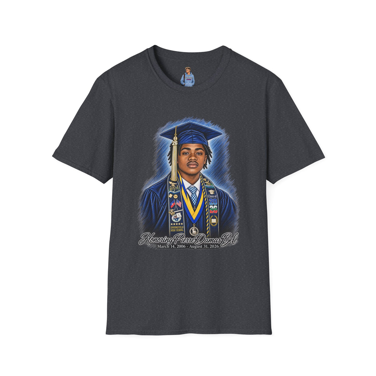 Portrait Front and Back - In Memory of Pierre Damas Bel T-Shirt