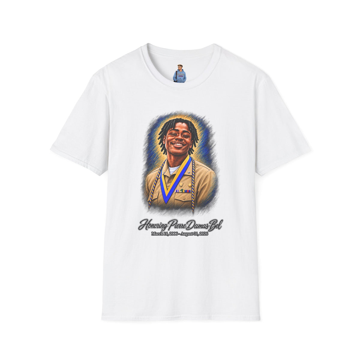 Smiling Portrait Front - In Memory of Pierre Damas Bel T-Shirt