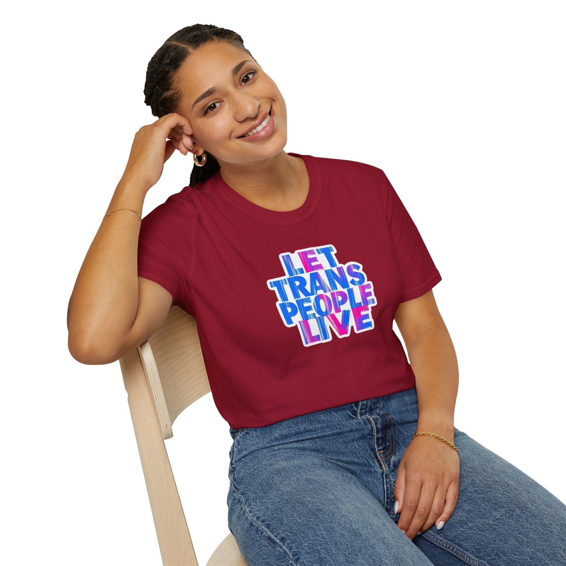 Let Trans People Live Unisex Softstyle T-Shirt - Supportive Statement Tee for LGBTQ+ Pride