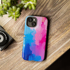 Android OR iPhone Compatible Cases - Pink and Blue Color Splash Design
