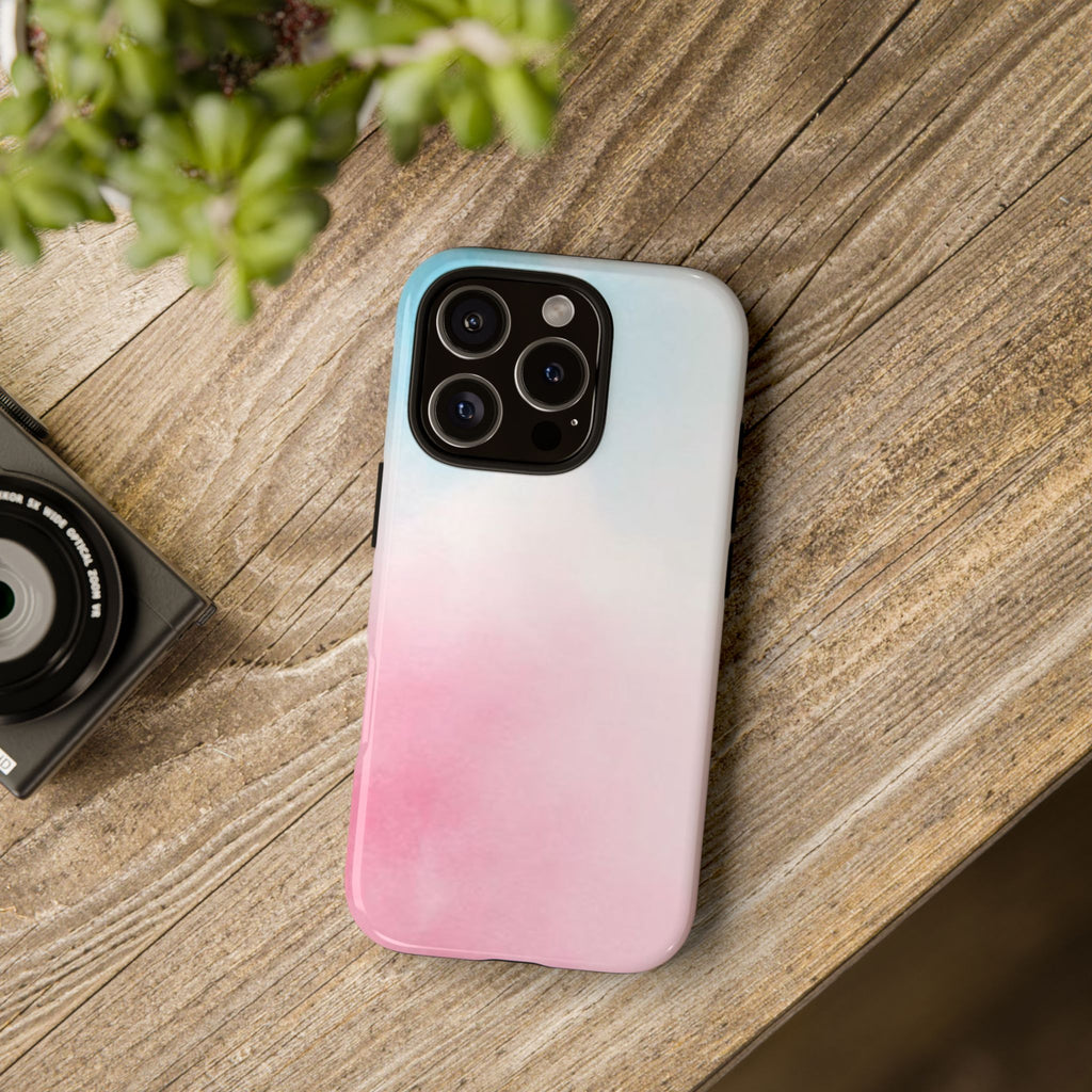 Pastel Cloud Tough Phone Case for iPhone Pink & Blue Gradient Protective Cover