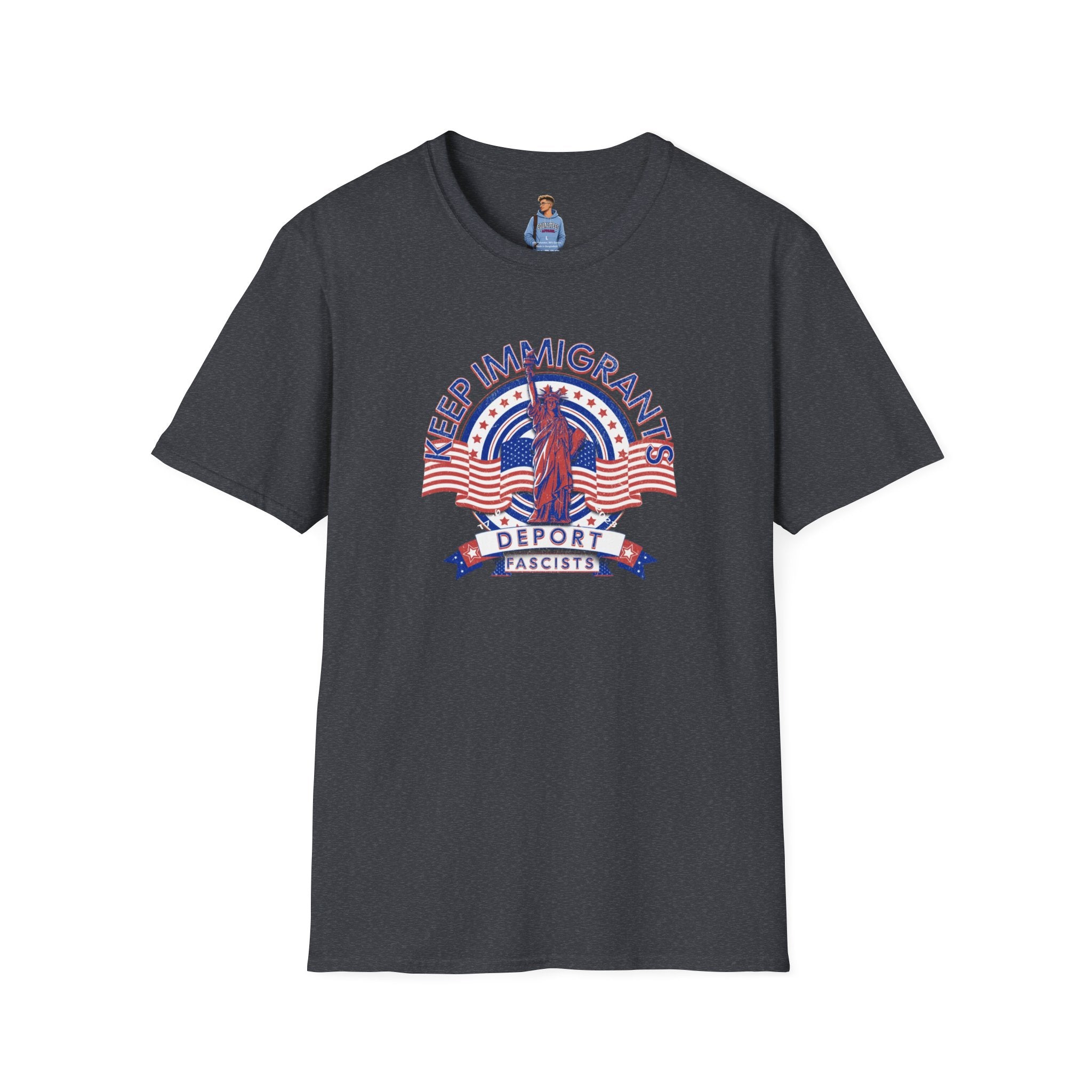 American Patriot - Keep Immigrants Deport Fascists Unisex T-Shirt - Celebrate Freedom & Diversity