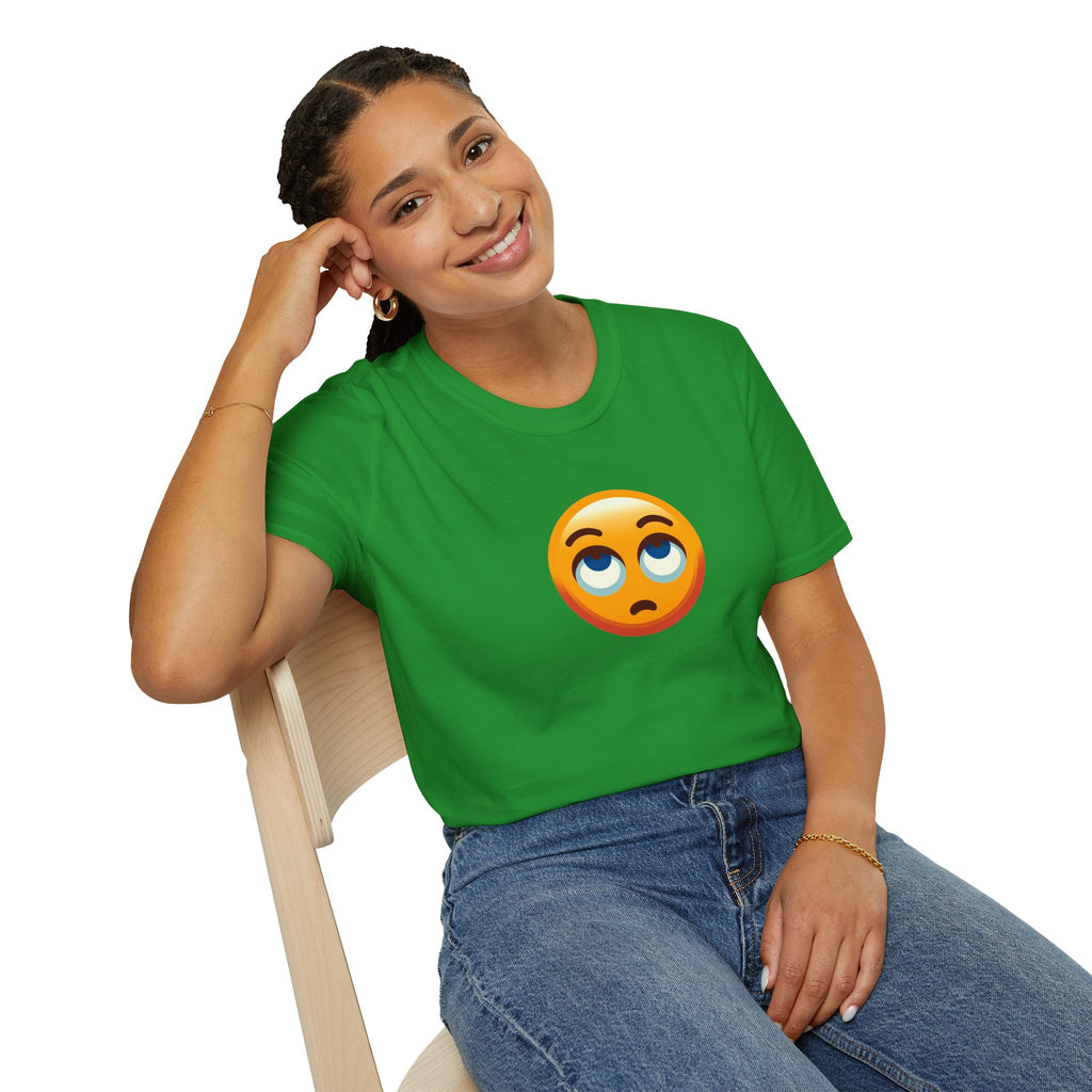 Unisex Softstyle T-Shirt with Eye Roll Emoji | Casual Graphic Tee for Everyday Humor