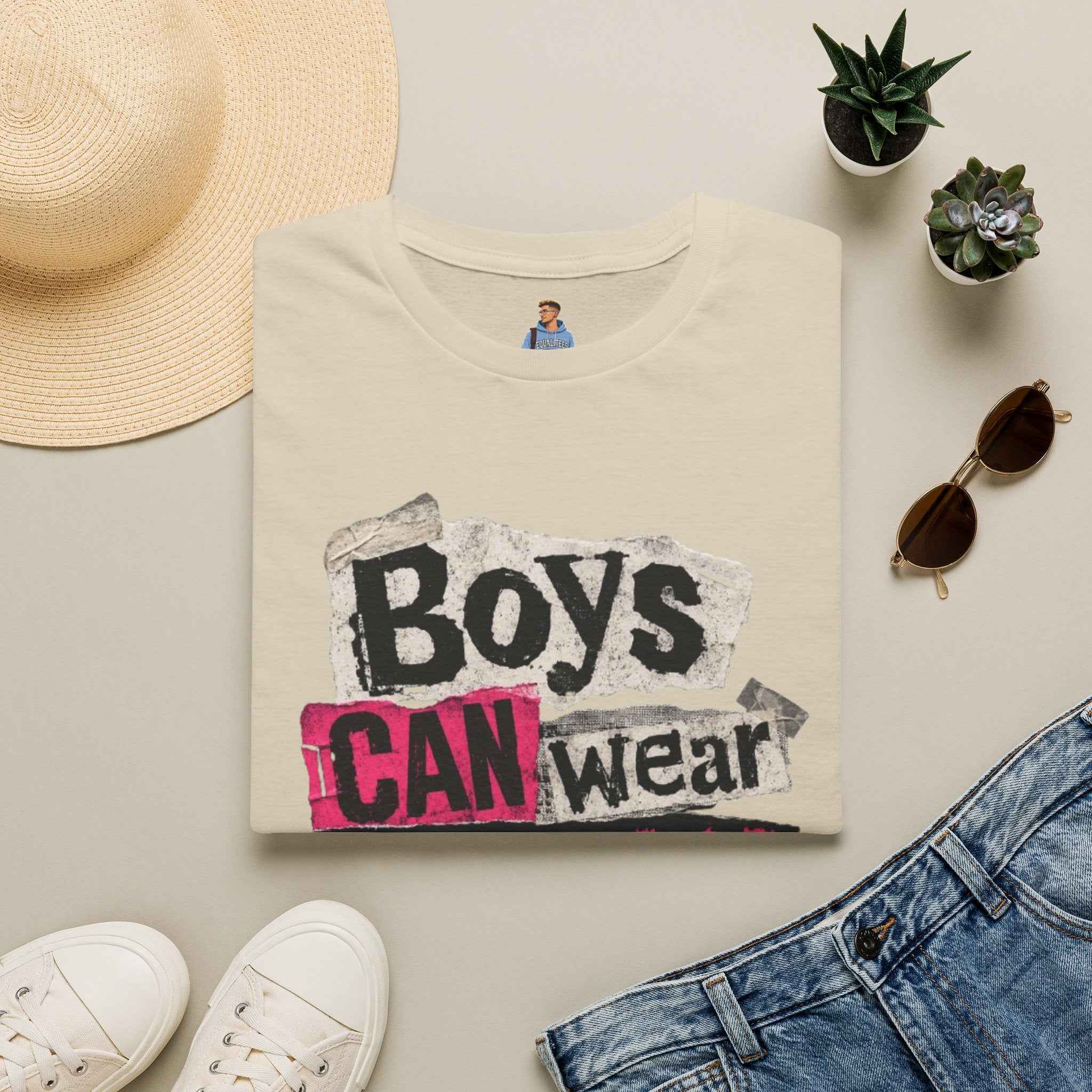Boys Can Wear Pink T-Shirt — Bold Retro Feminist Graphic Tee