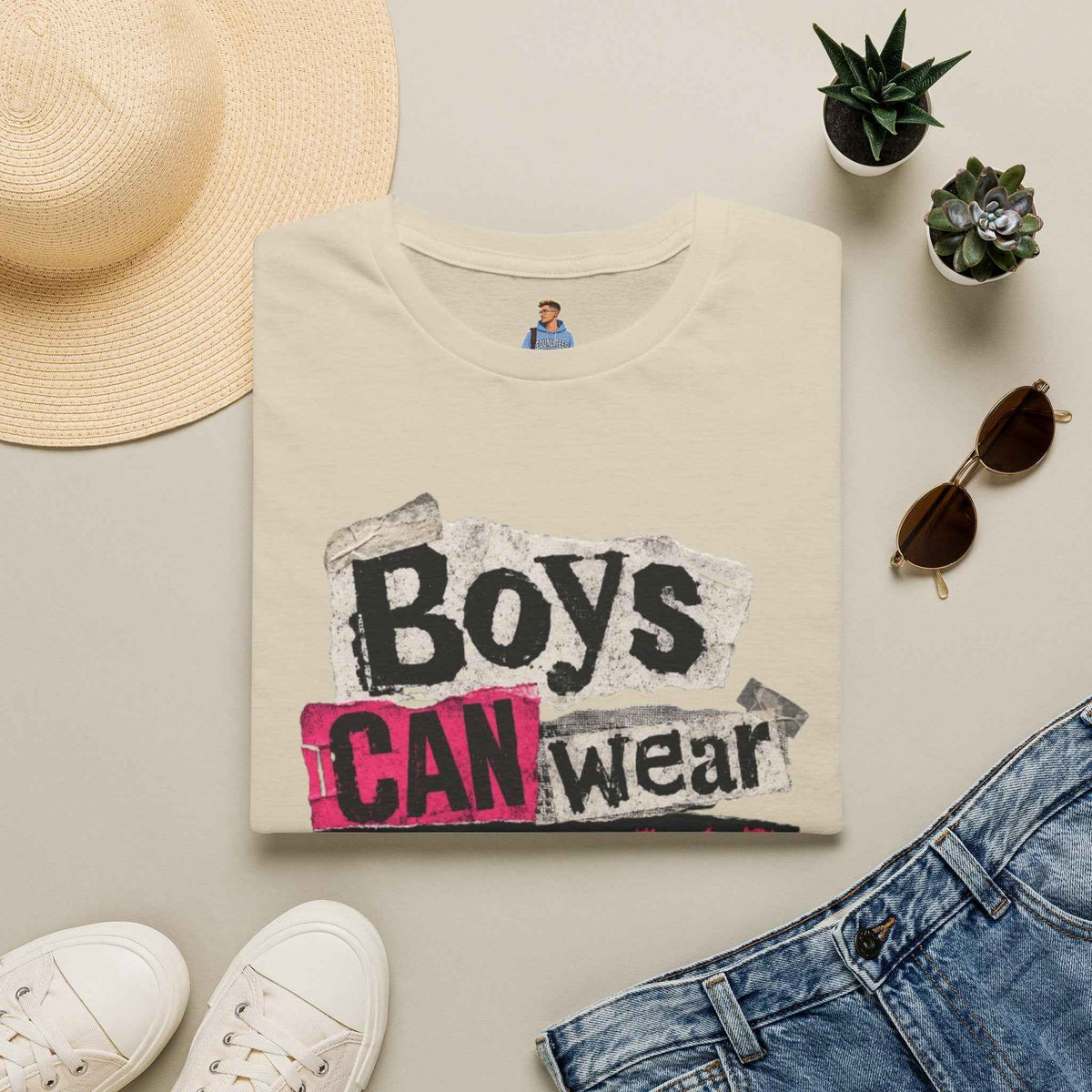 Boys Can Wear Pink T-Shirt — Bold Retro Feminist Graphic Tee