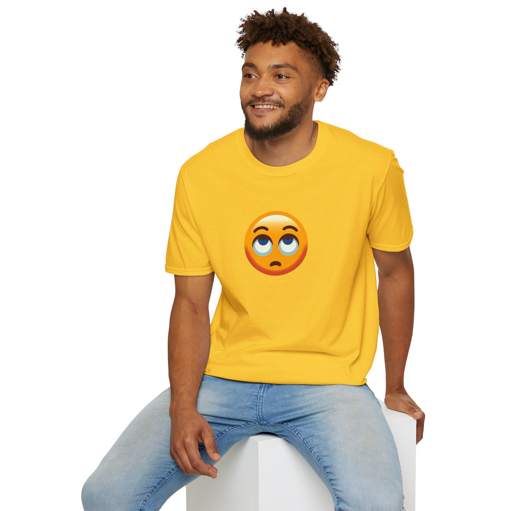 Unisex Softstyle T-Shirt with Eye Roll Emoji | Casual Graphic Tee for Everyday Humor