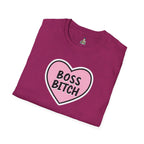 Unisex Softstyle T-Shirt - 'Boss Bitch' Heart Design - Funny Statement Tee