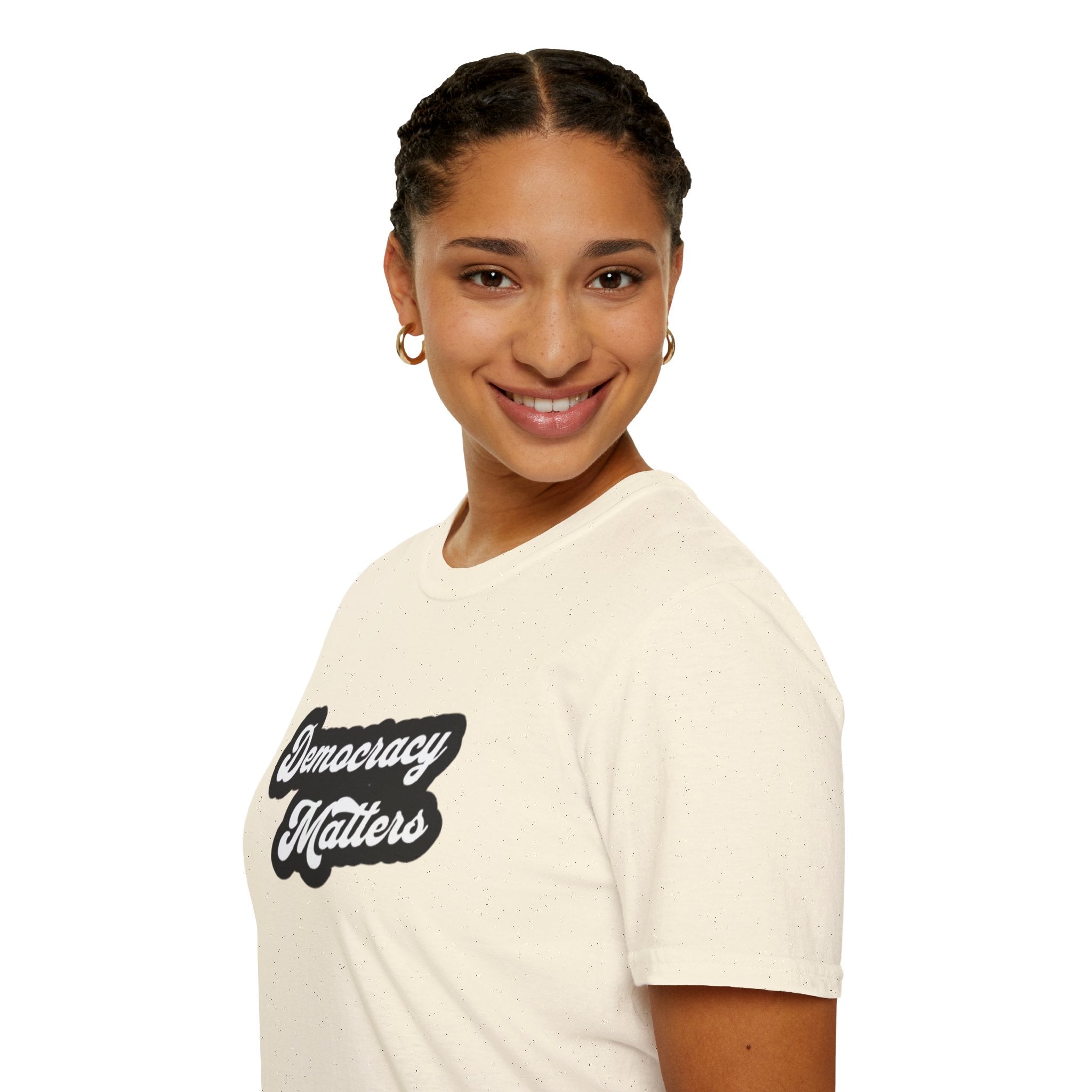 Democracy Matters T-Shirt — Retro Script Political Tee