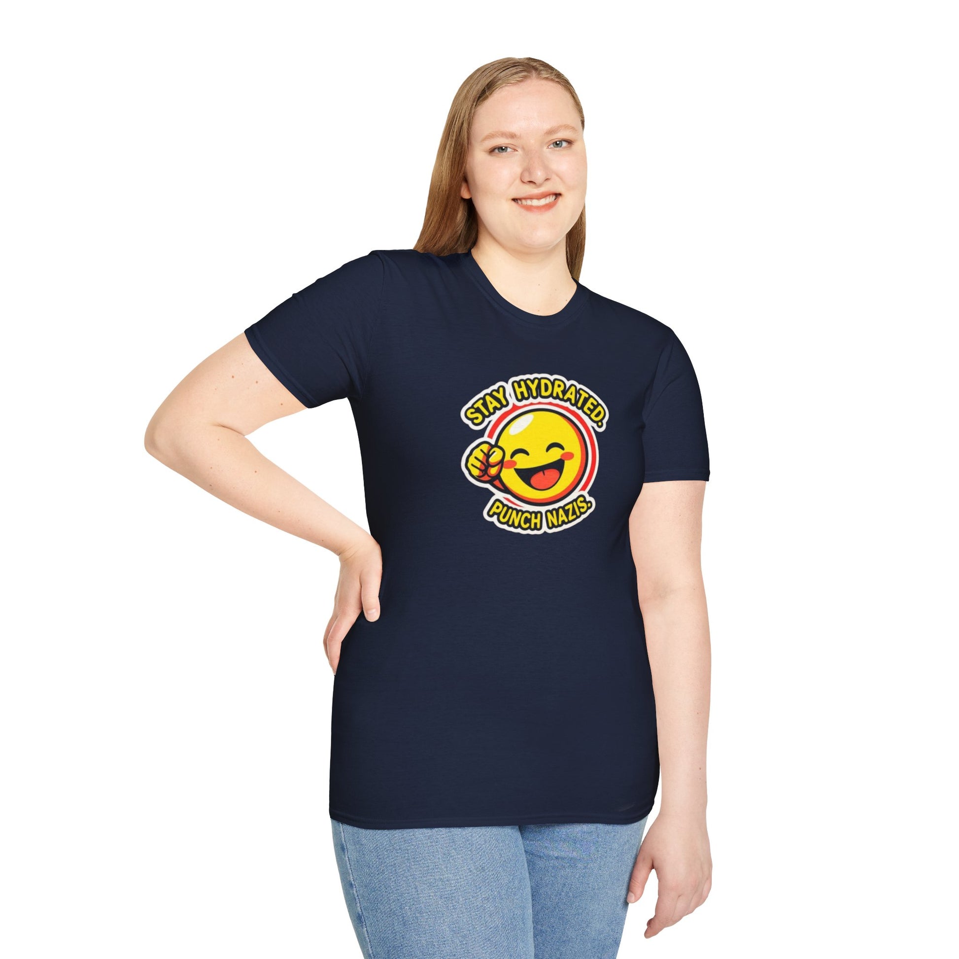 Stay Hydrated, Punch Nazis Funny Emoji T-Shirt
