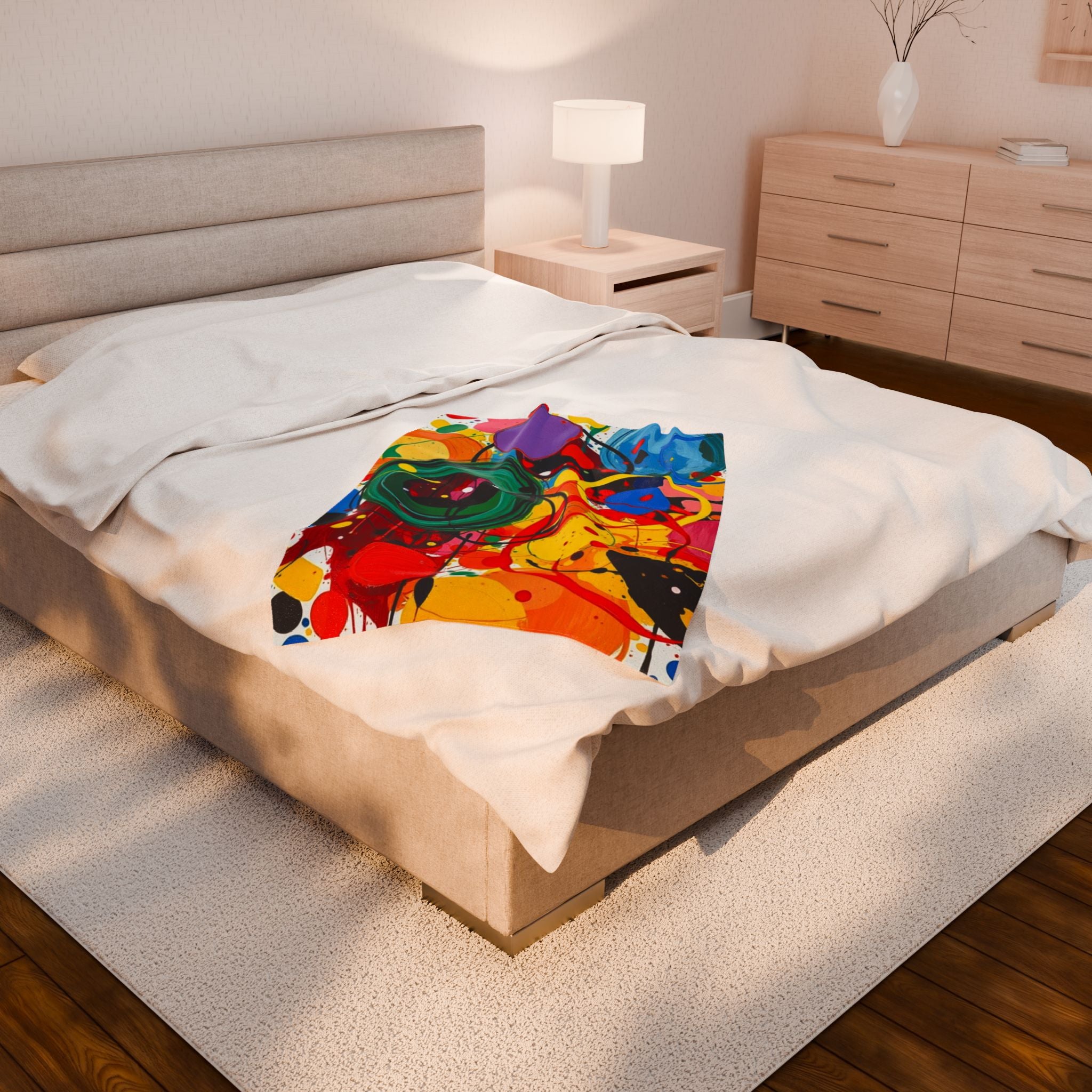 Vibrant Color Swirls Velveteen Plush Blanket – for Comfort and Warmth