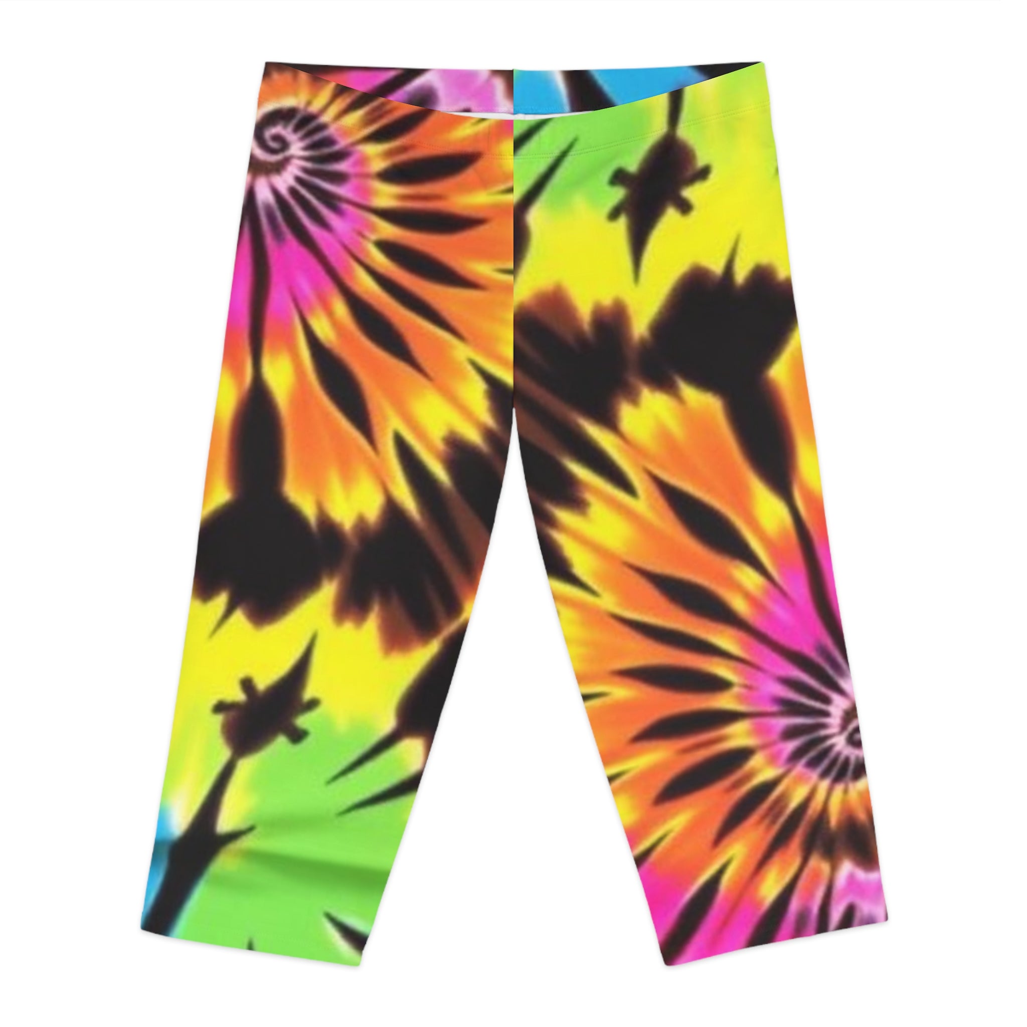 Colorful Tie-Dye Capri Leggings for Women - Vibrant Summer Activewear