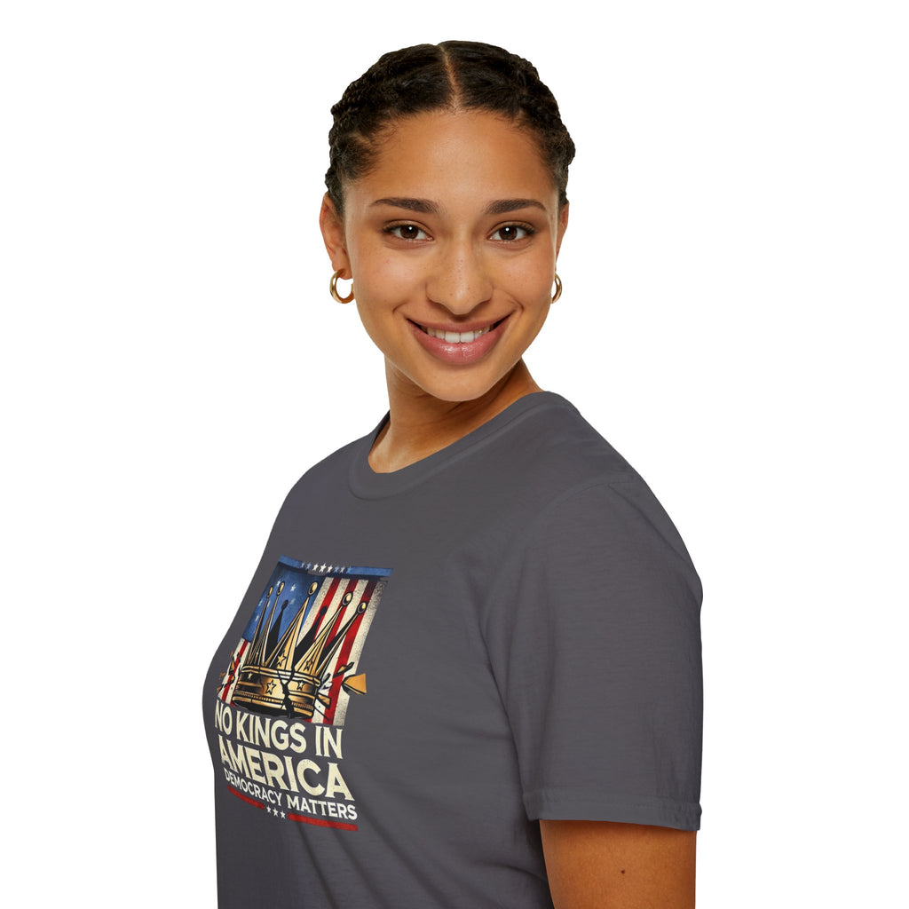 No Kings in America-Democracy Matters  Unisex Softstyle T-Shirt
