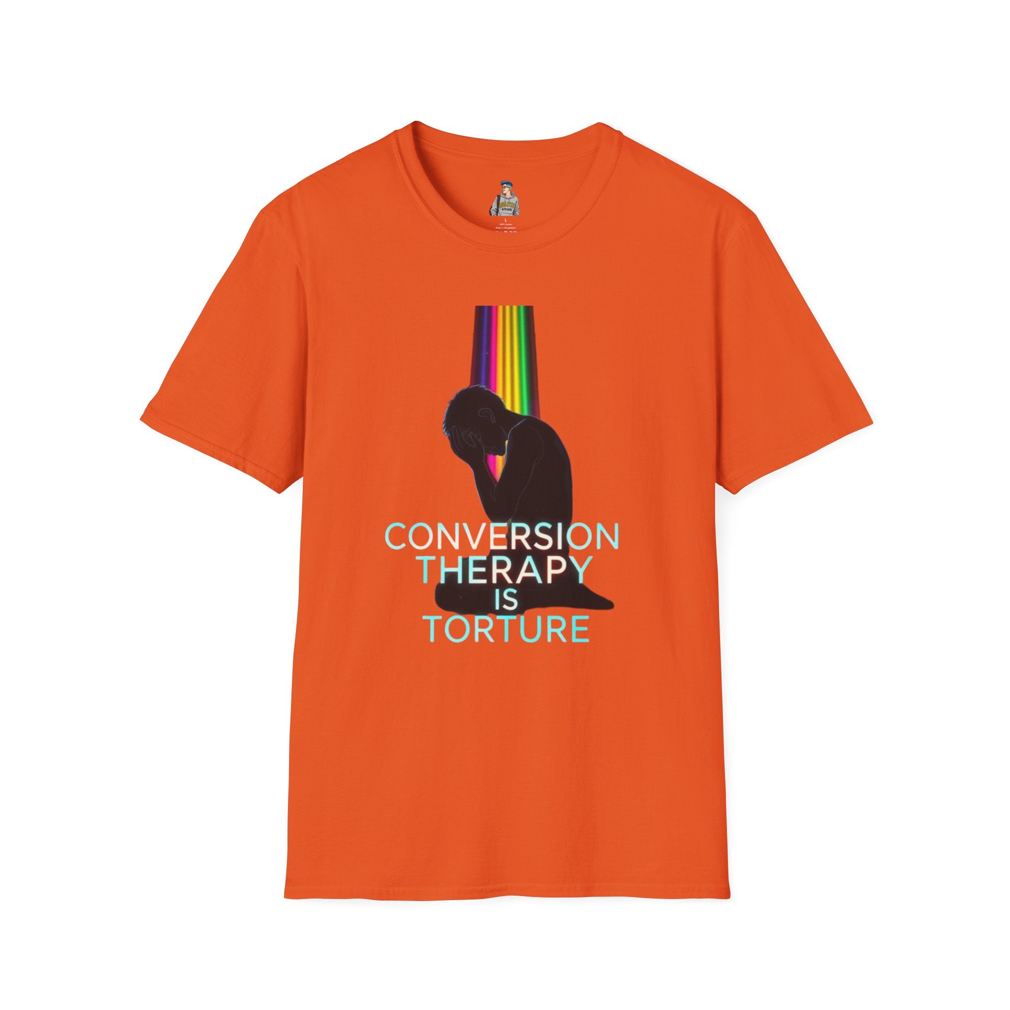 Unisex Softstyle T-Shirt: "Conversion Therapy is Torture" & "We All Belong" - LGBTQ+ Empowerment Tee