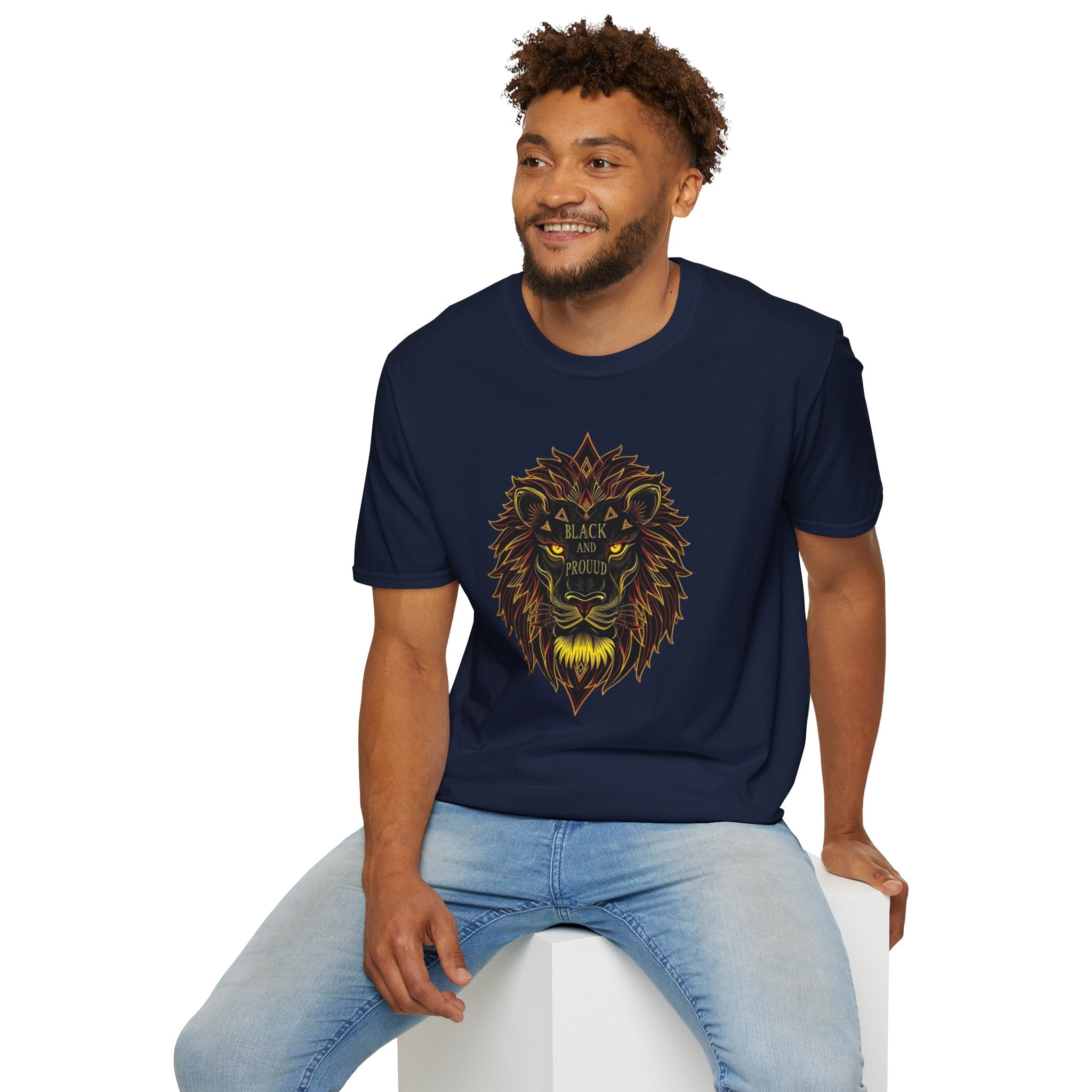 Black & Proud Lion Softstyle T-Shirt - Unisex Graphic Tee