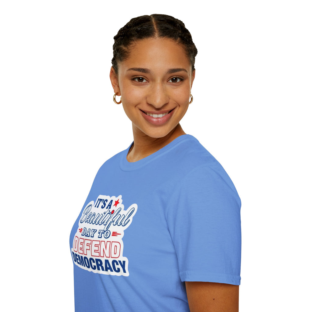 Defend Democracy Unisex Softstyle T-Shirt - Perfect for Activism and Everyday Wear
