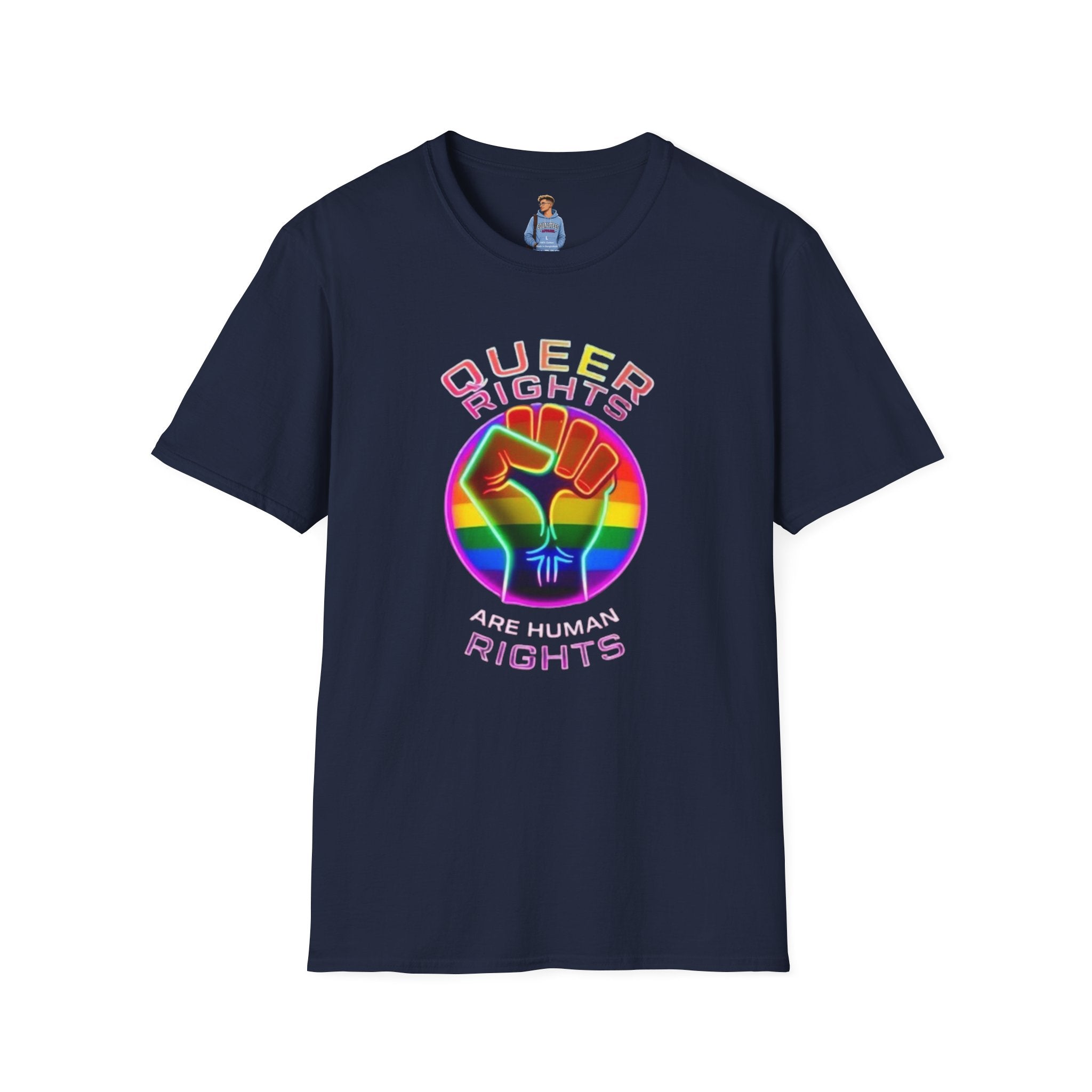 Unisex Softstyle T-Shirt - Queer Rights Are Human Rights Statement Tee