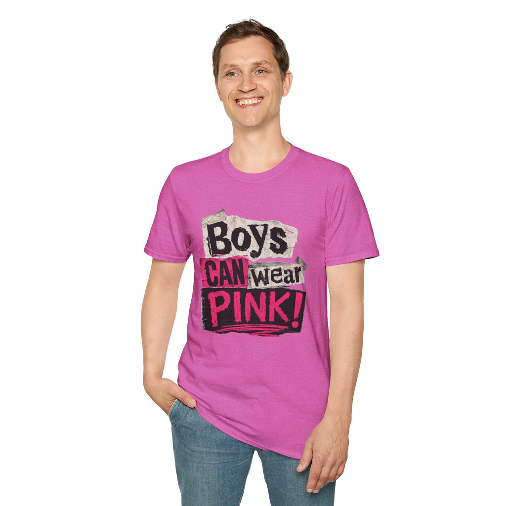 Boys Can Wear Pink T-Shirt — Bold Retro Feminist Graphic Tee