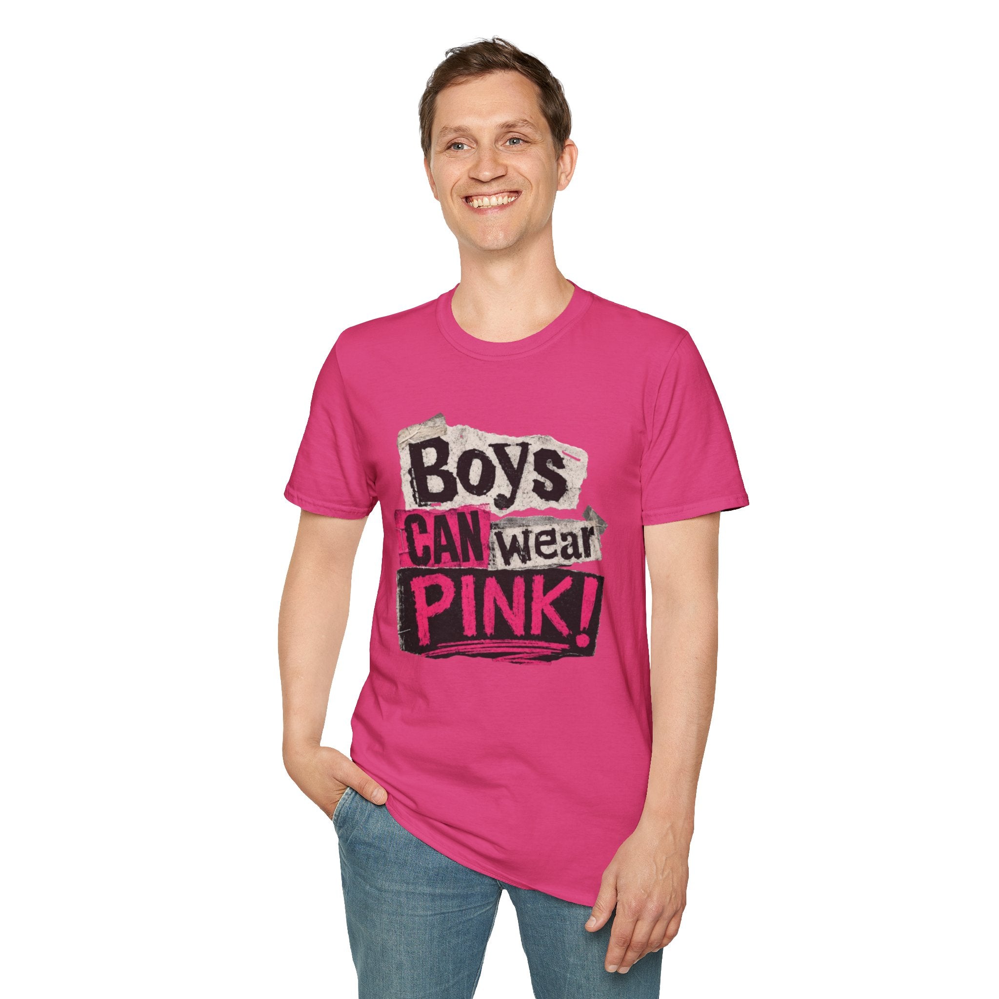 Boys Can Wear Pink T-Shirt — Bold Retro Feminist Graphic Tee