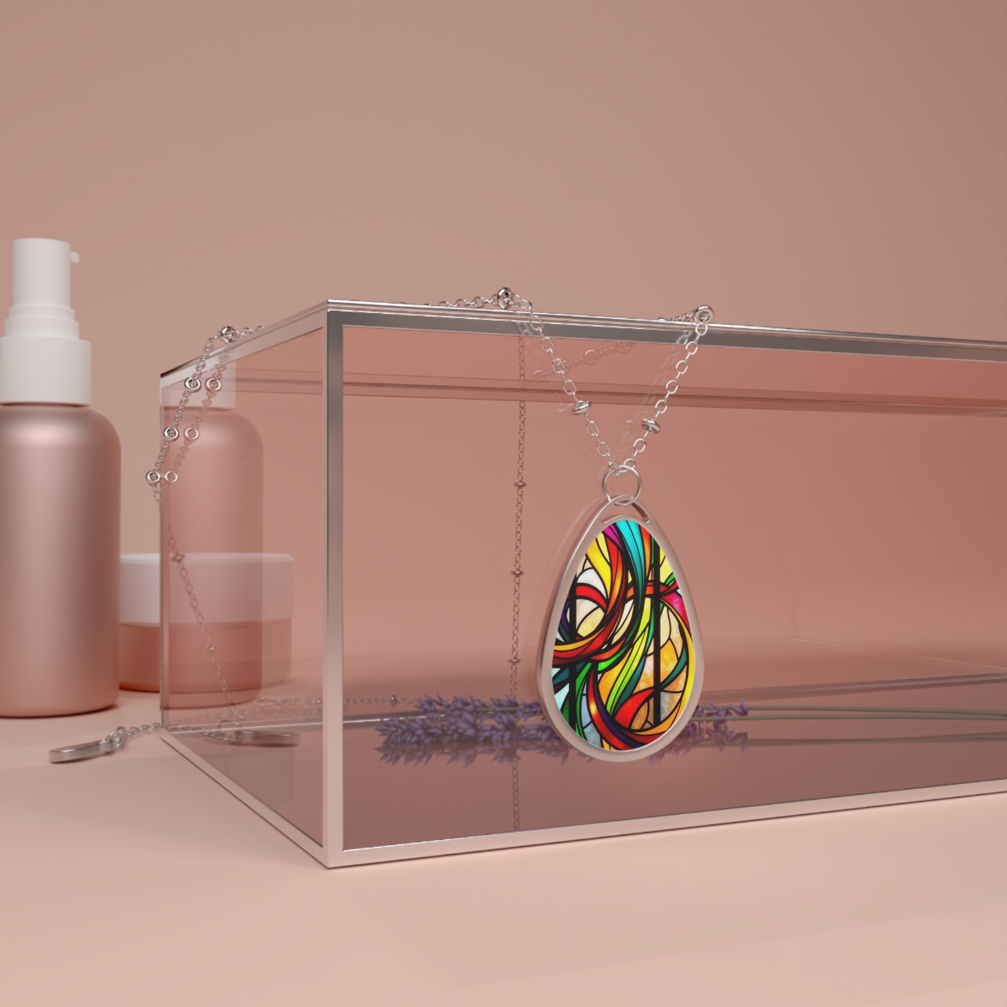Oval Necklace- Stained Glass Pendant Design