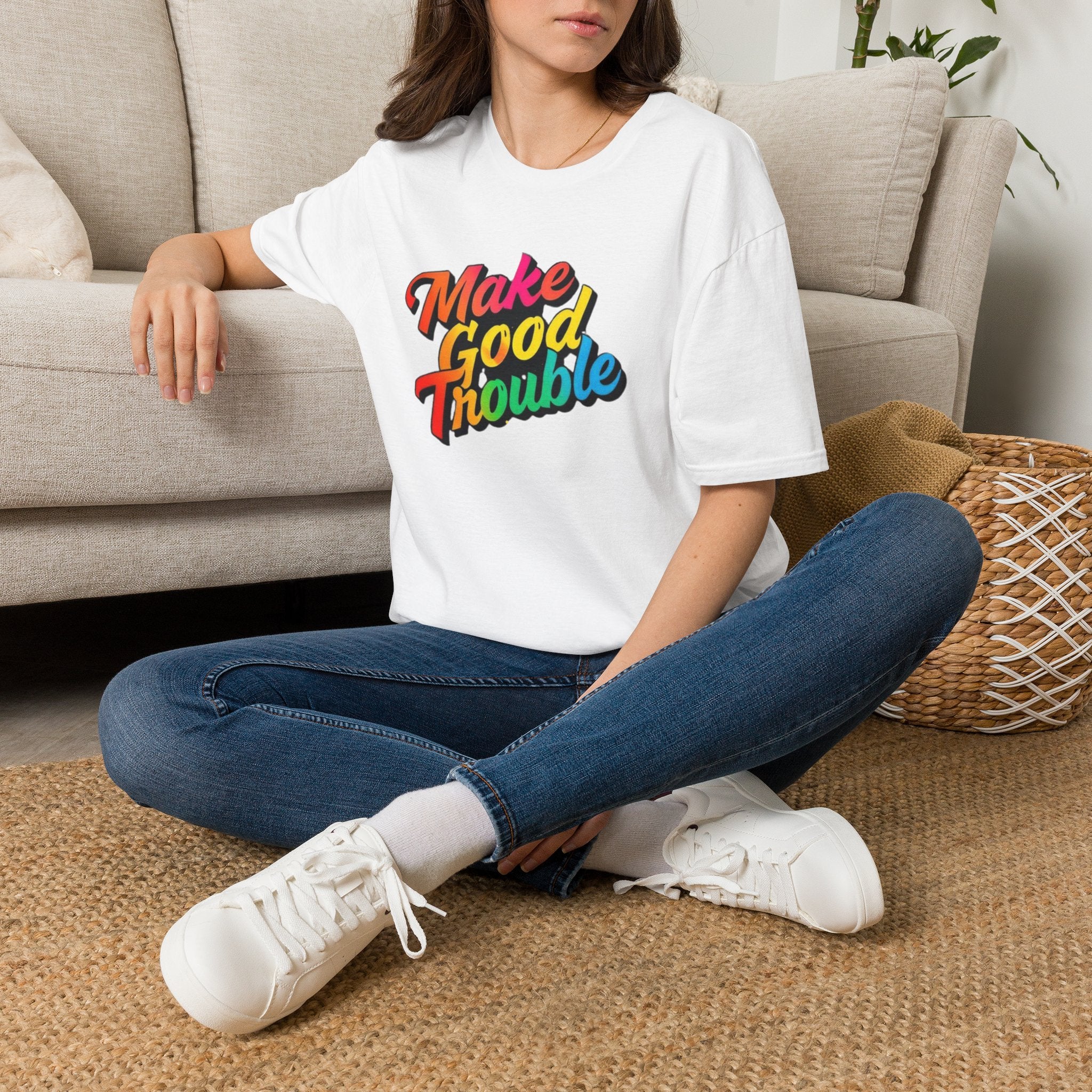 Make Good Trouble' Rainbow T-Shirt