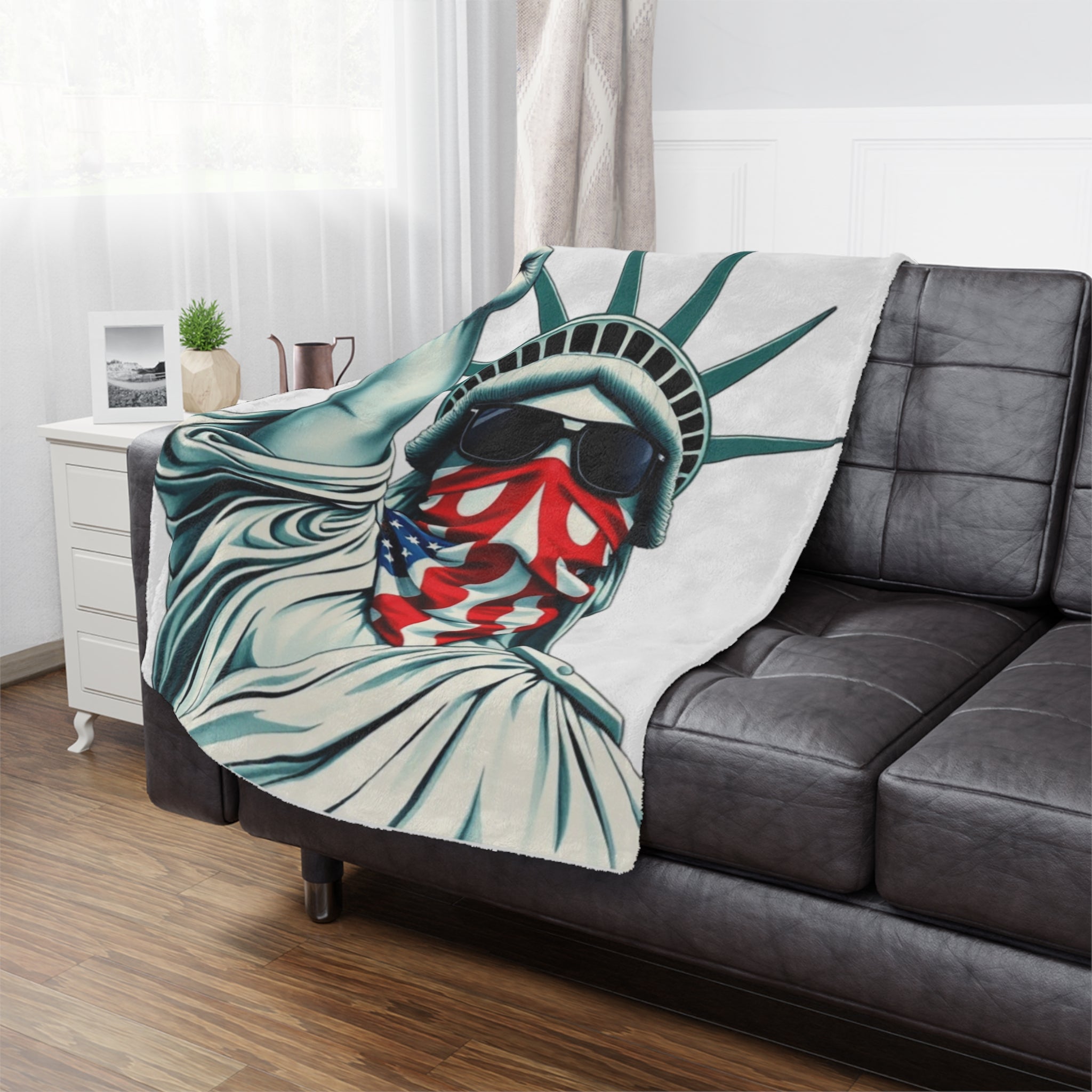 Patriotic Microfiber Blanket RESIST Lady Liberty Design
