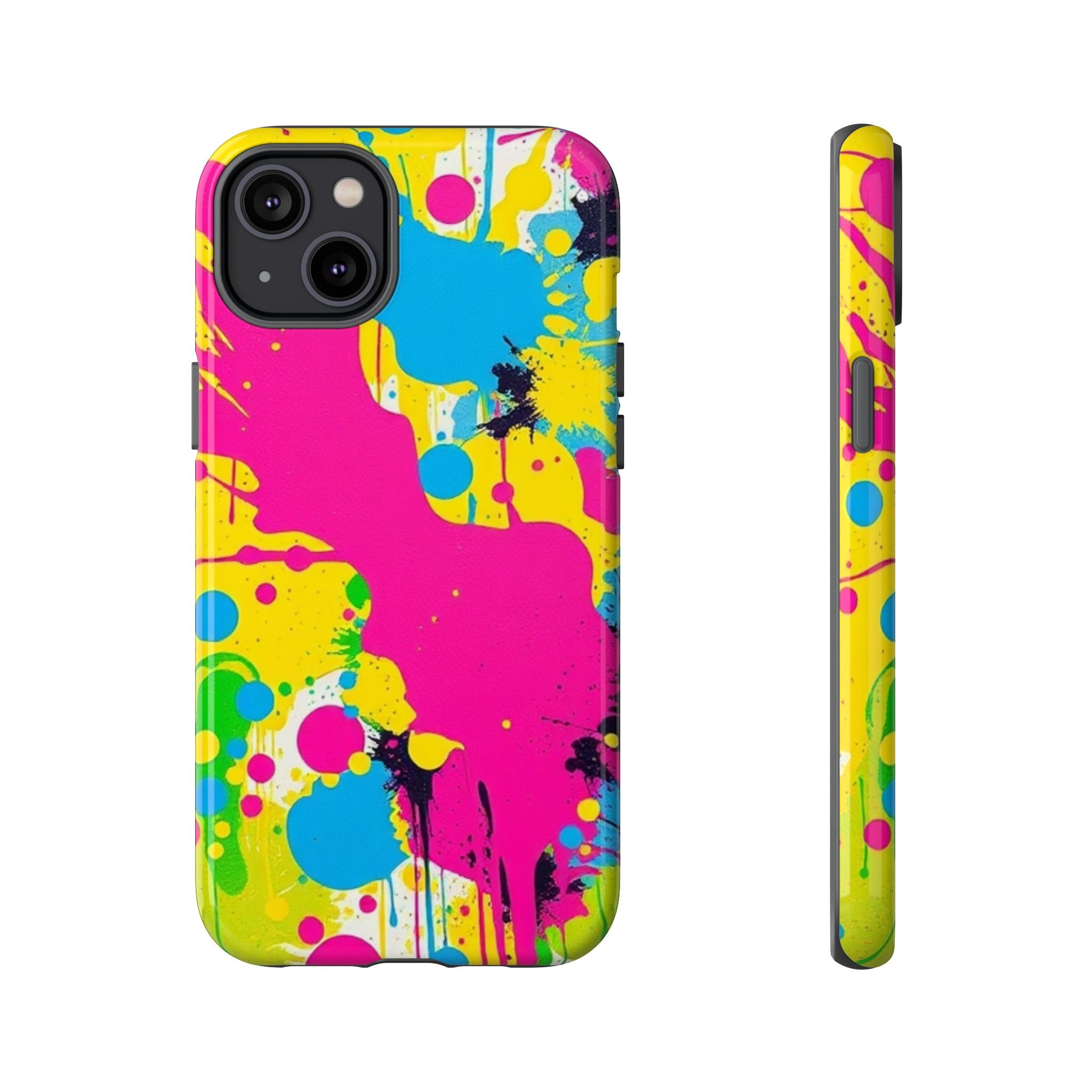 Android OR iPhone Compatible Cases - Crazy Retro Color Splash Design - Unique Tough Cases
