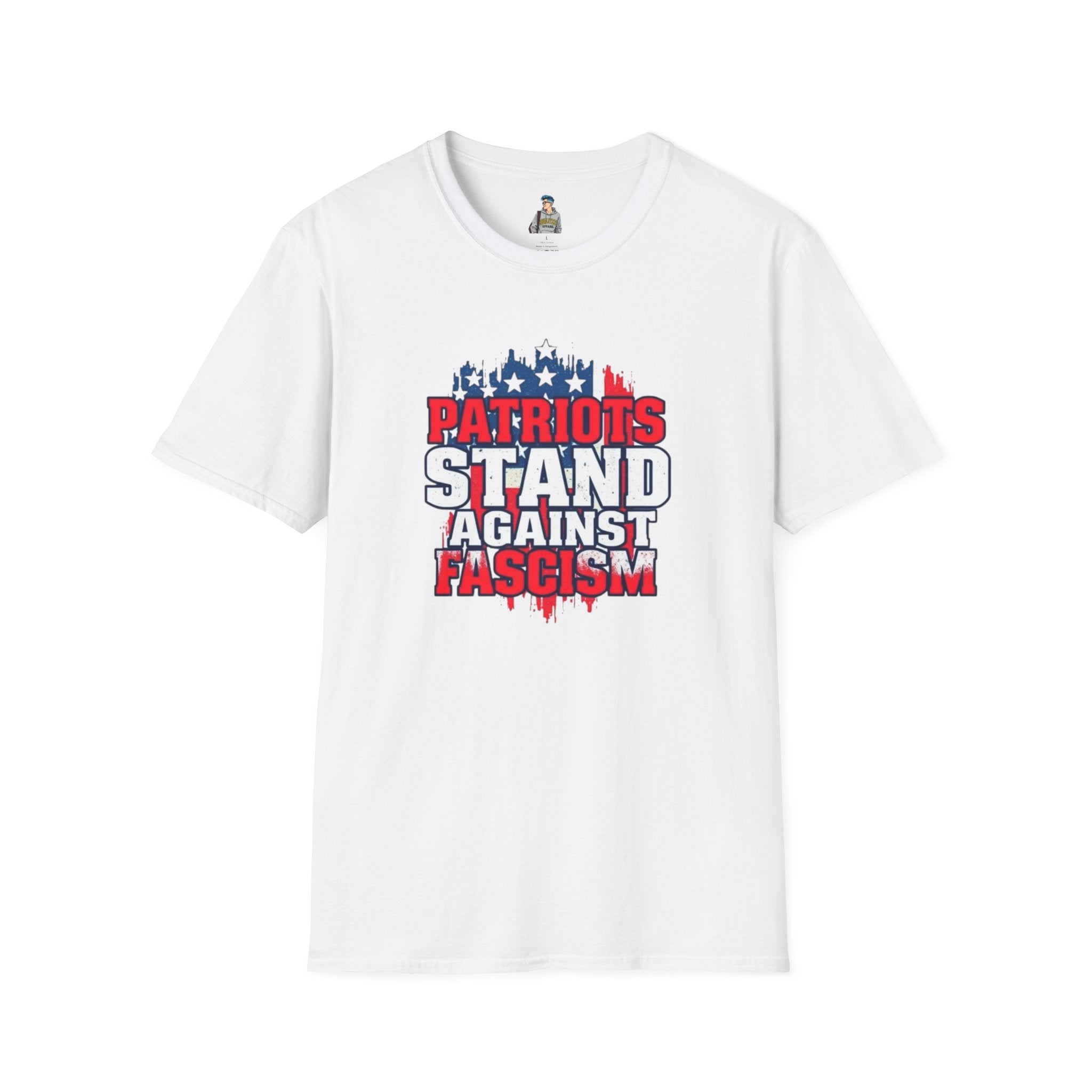 Patriotic Unisex Softstyle T-Shirt – Stand Against Fascism & We The People Rise Design