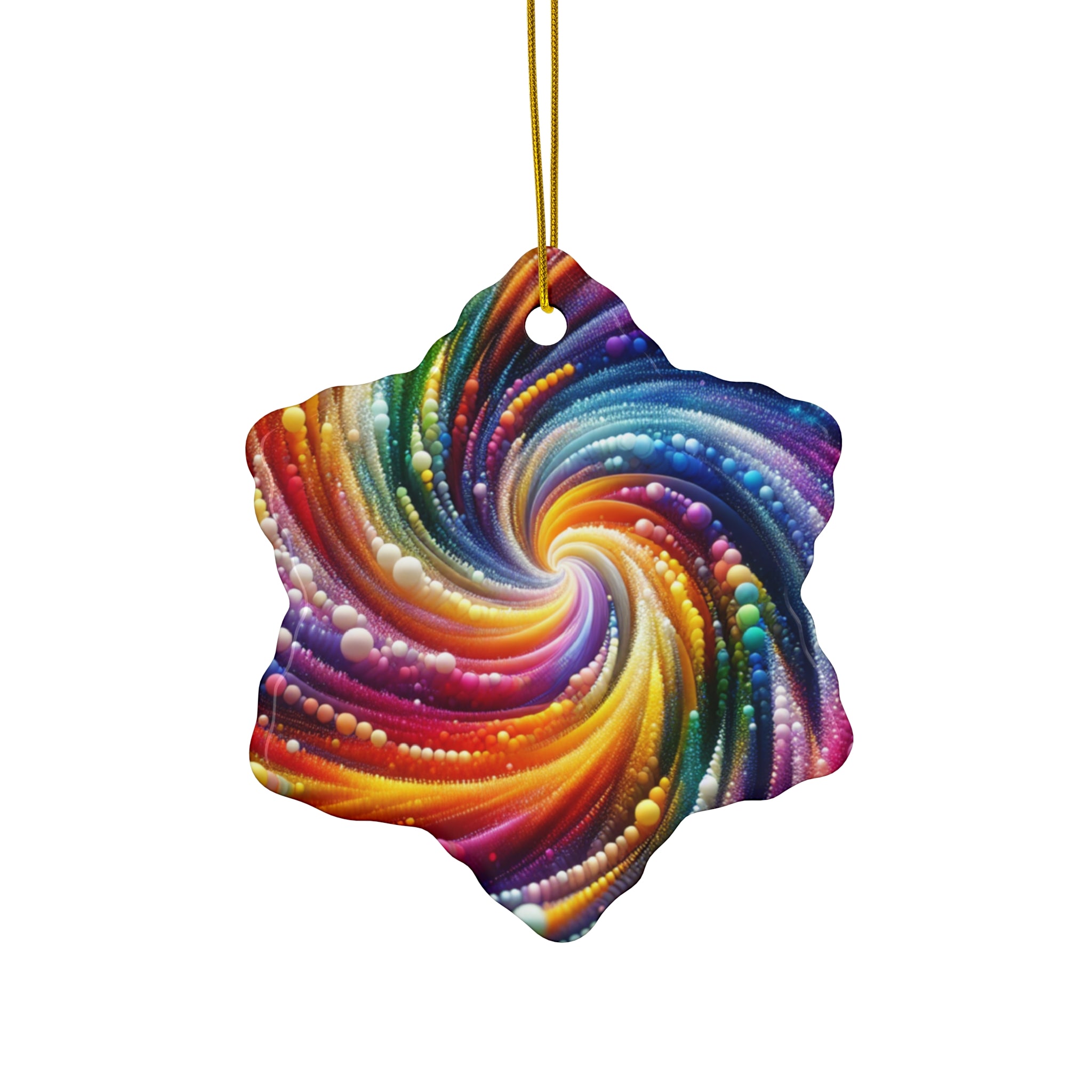 Vibrant Color Swirl Holiday Ceramic Ornaments - 4 Shapes for Festive Decor