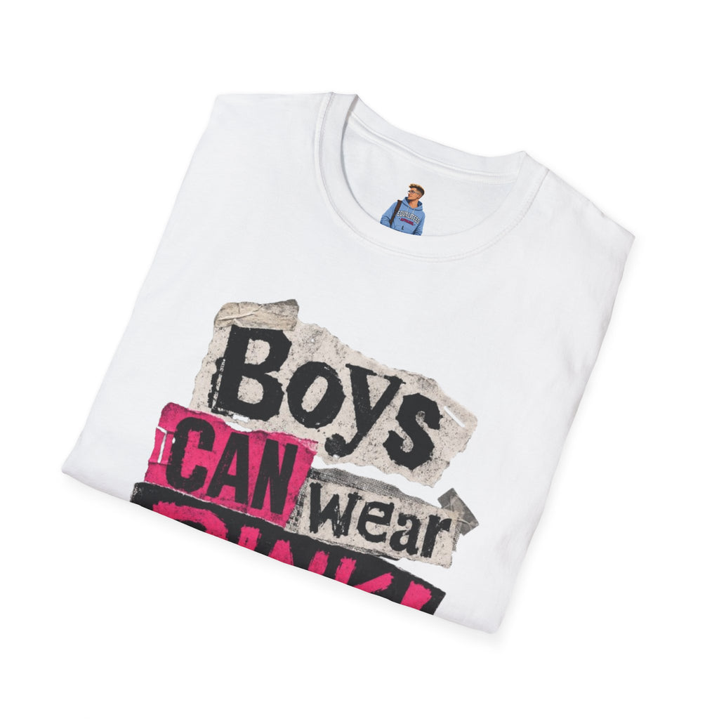 Boys Can Wear Pink T-Shirt — Bold Retro Feminist Graphic Tee