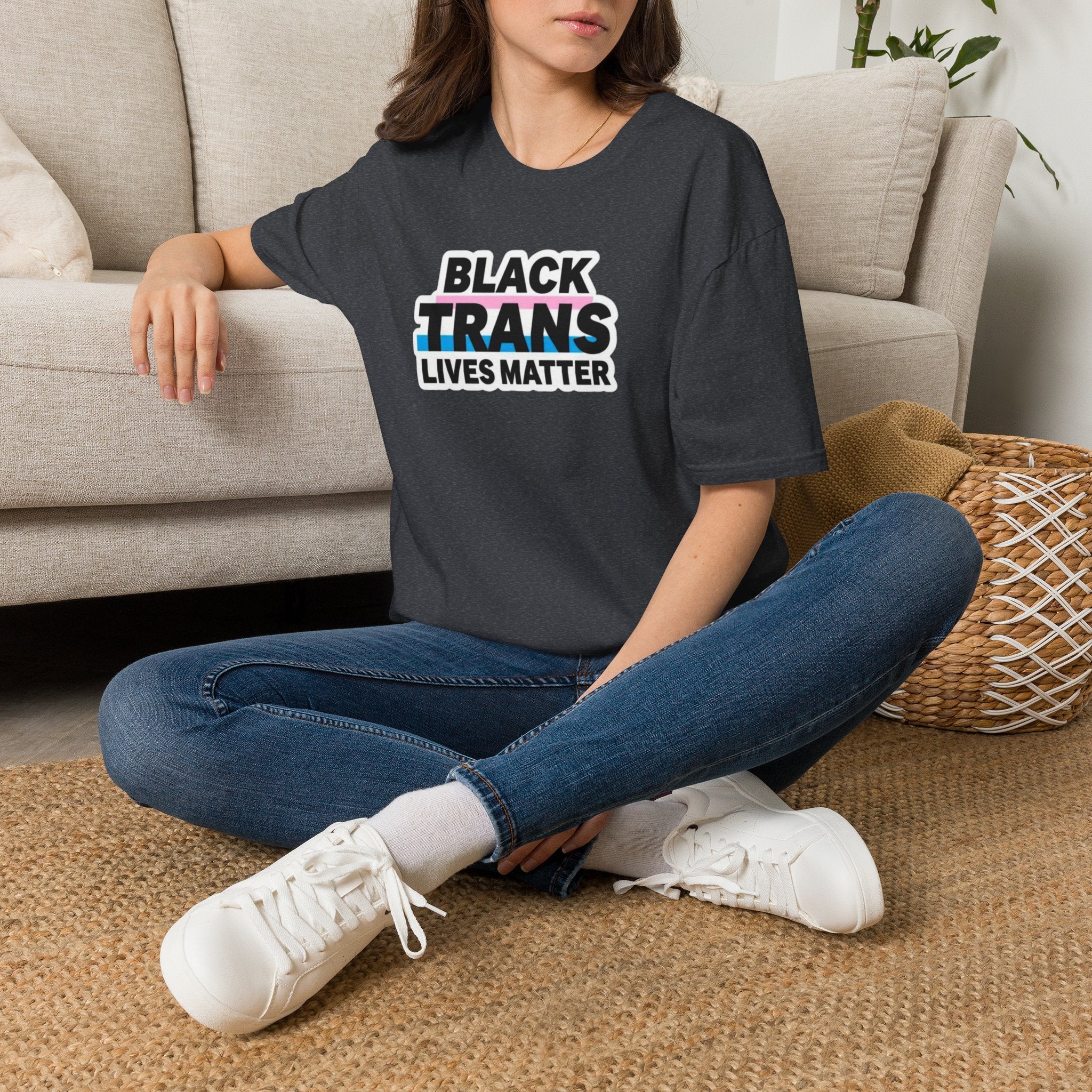 Unisex Softstyle T-Shirt - Black Trans Lives Matter Statement Tee