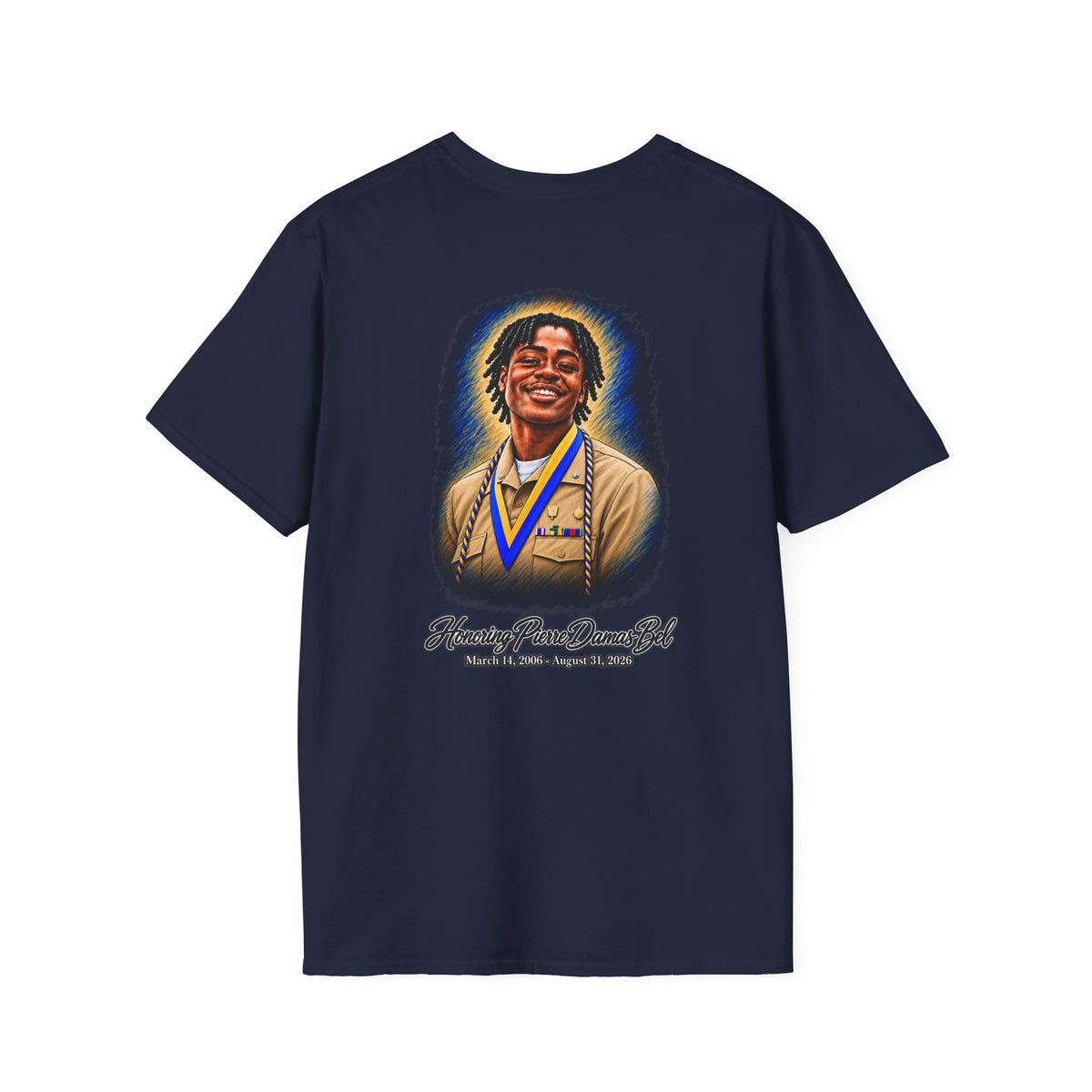 Portrait Front and Back - In Memory of Pierre Damas Bel T-Shirt
