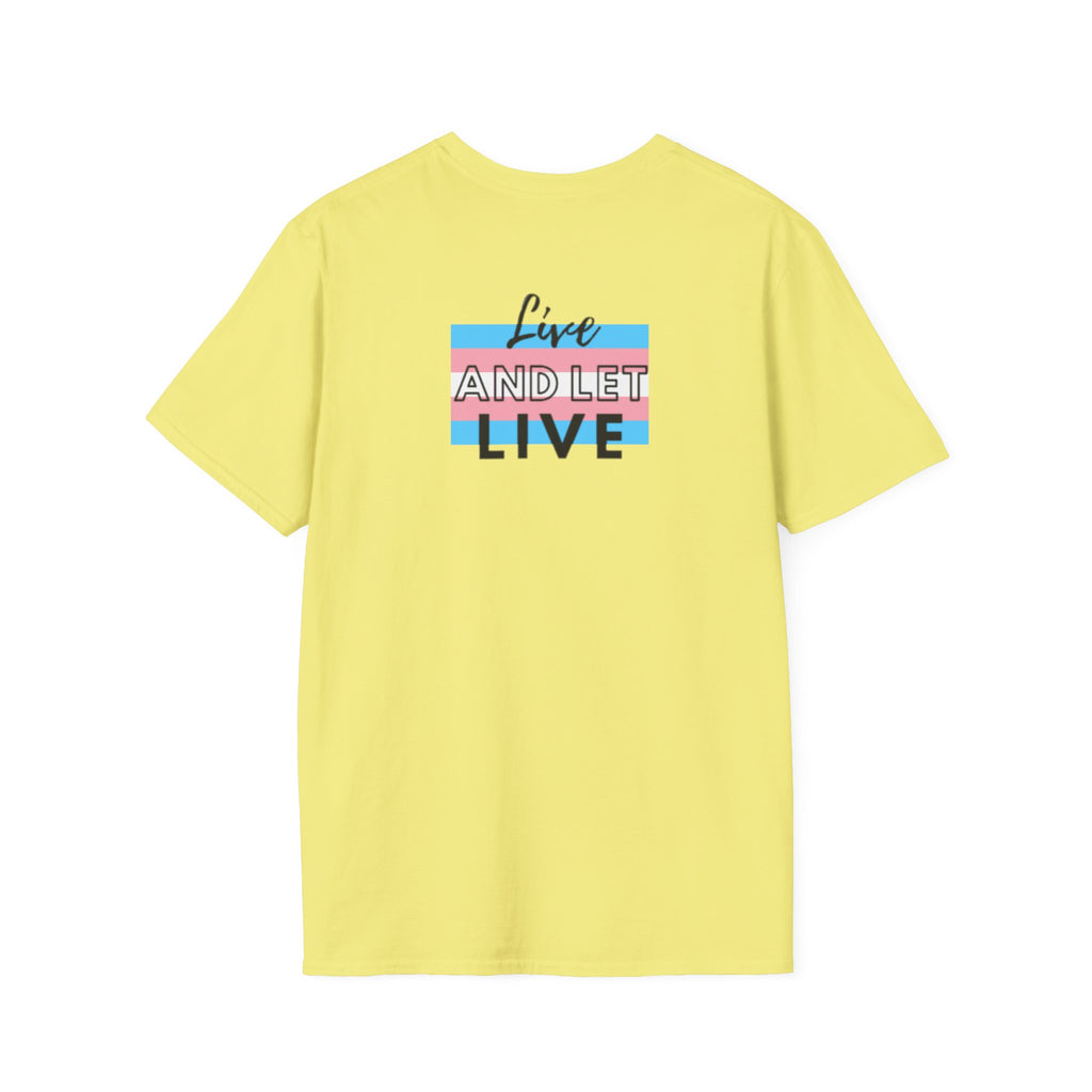 Live and Let Live Safety Pin Unisex Softstyle T-Shirt - Casual LGBTQ+ Pride Tee
