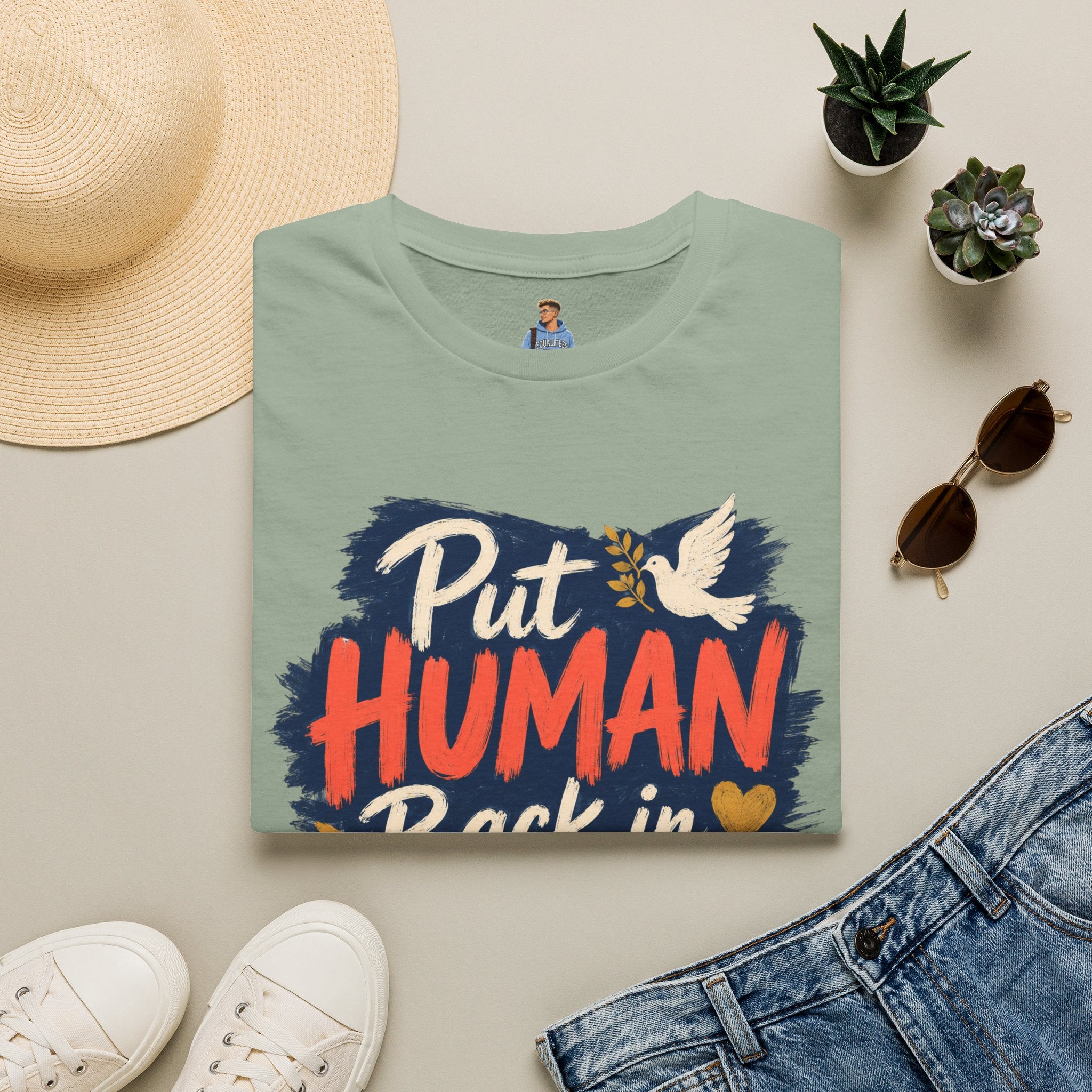 Put Human Back in Humanity T-Shirt — Inspirational Peace Dove Tee