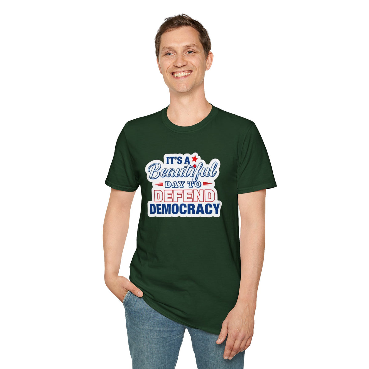 Defend Democracy Unisex Softstyle T-Shirt - Perfect for Activism and Everyday Wear