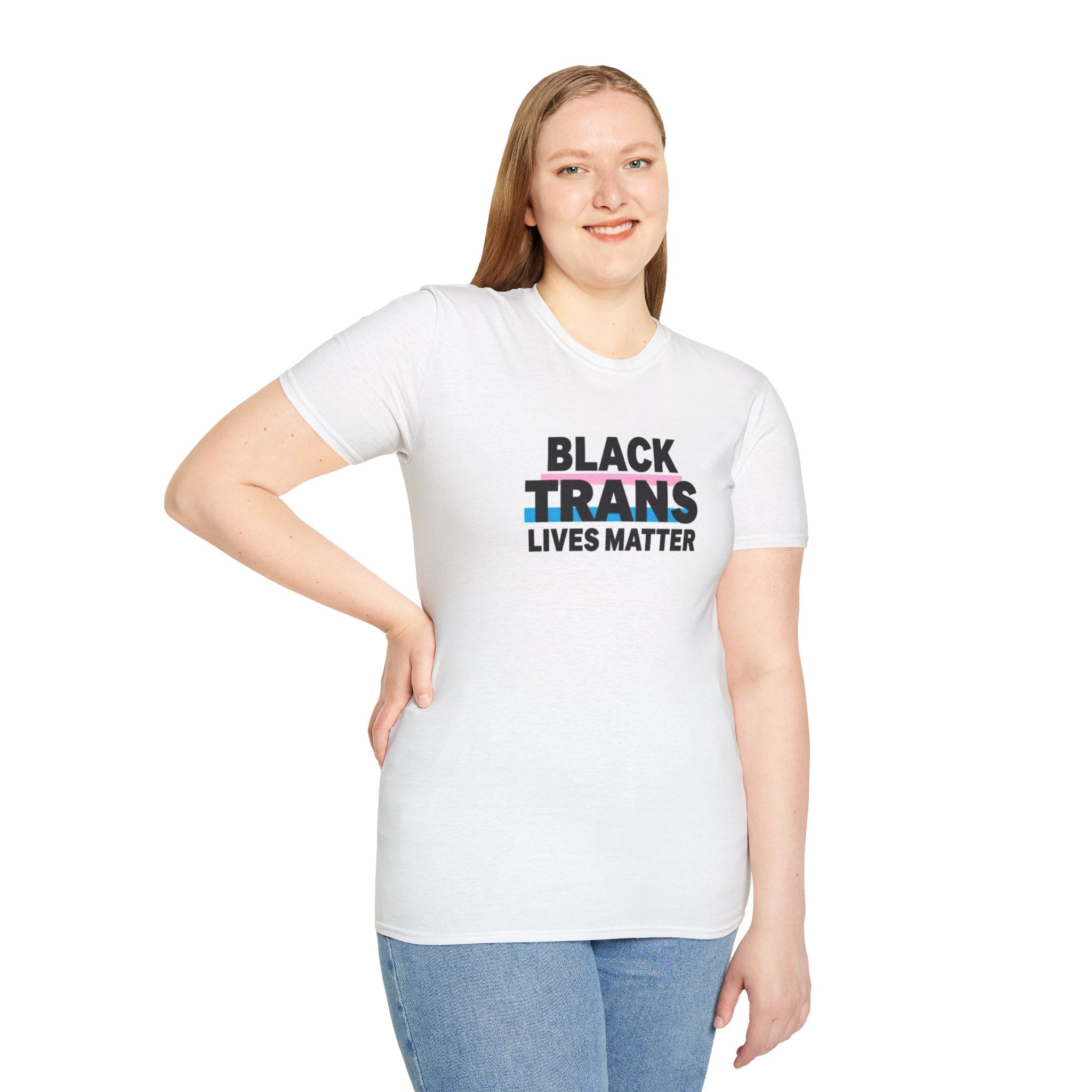 Unisex Softstyle T-Shirt - Black Trans Lives Matter Statement Tee