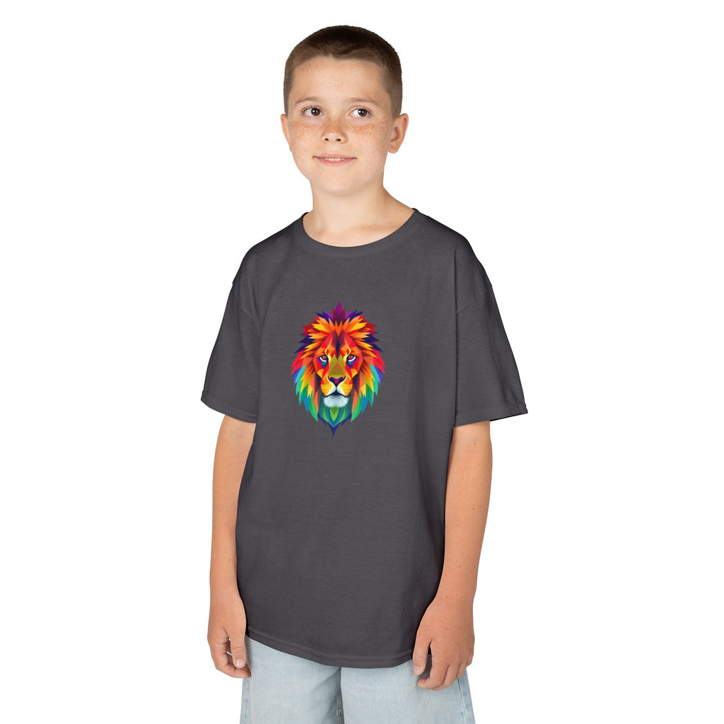Colorful Fractal Lion Kids Heavy Cotton Tee
