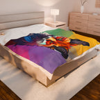 Fractal Fox Velveteen Plush Blanket