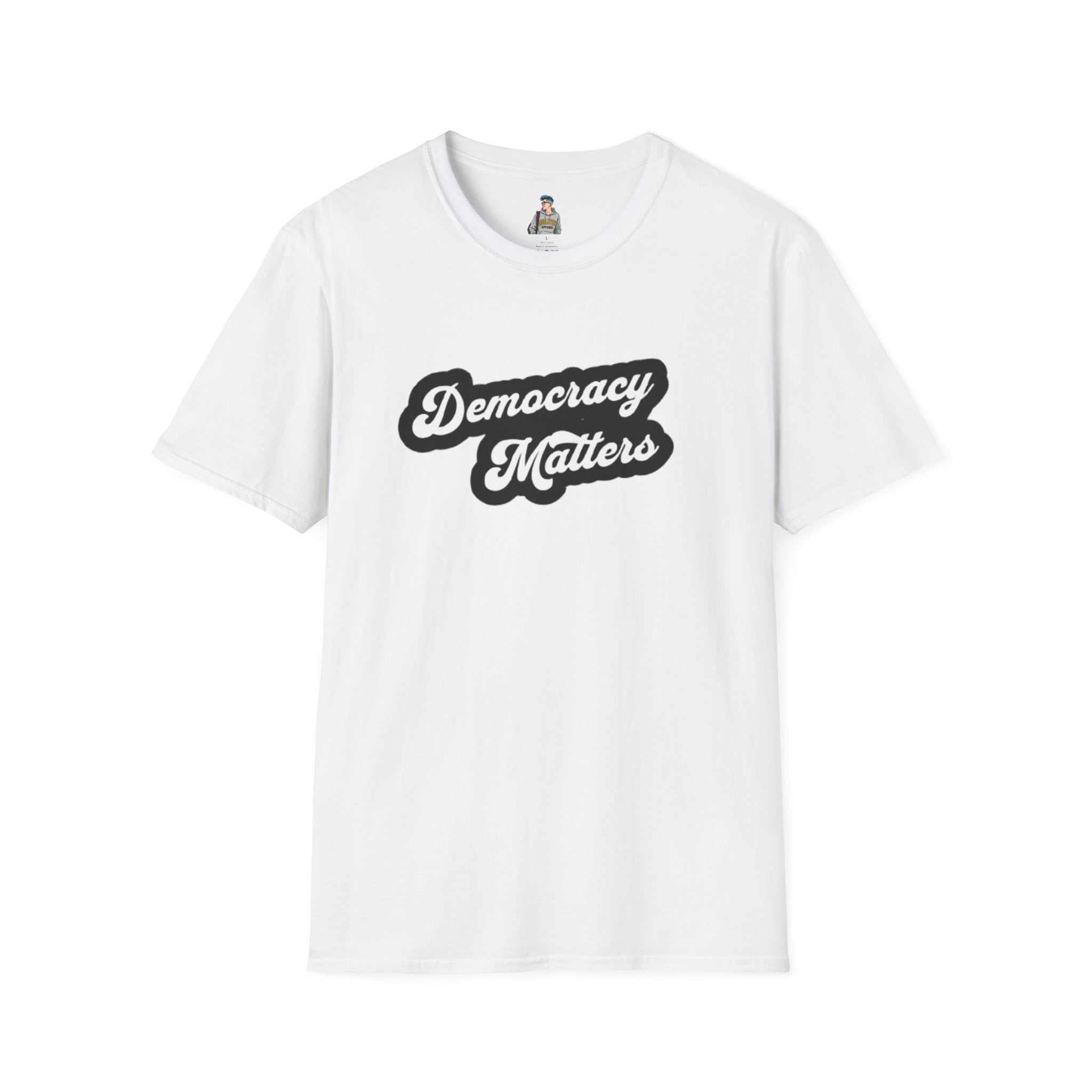 Democracy Matters T-Shirt — Retro Script Political Tee