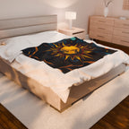 Moon and Galaxies Illistration Plush Blanket – For Comfort and Warmth